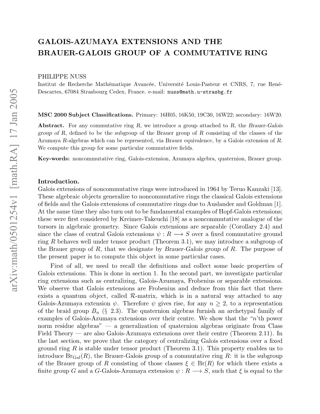 Arxiv:Math/0501254V1 [Math.RA] 17 Jan 2005 Ru Fr of Group Abstract