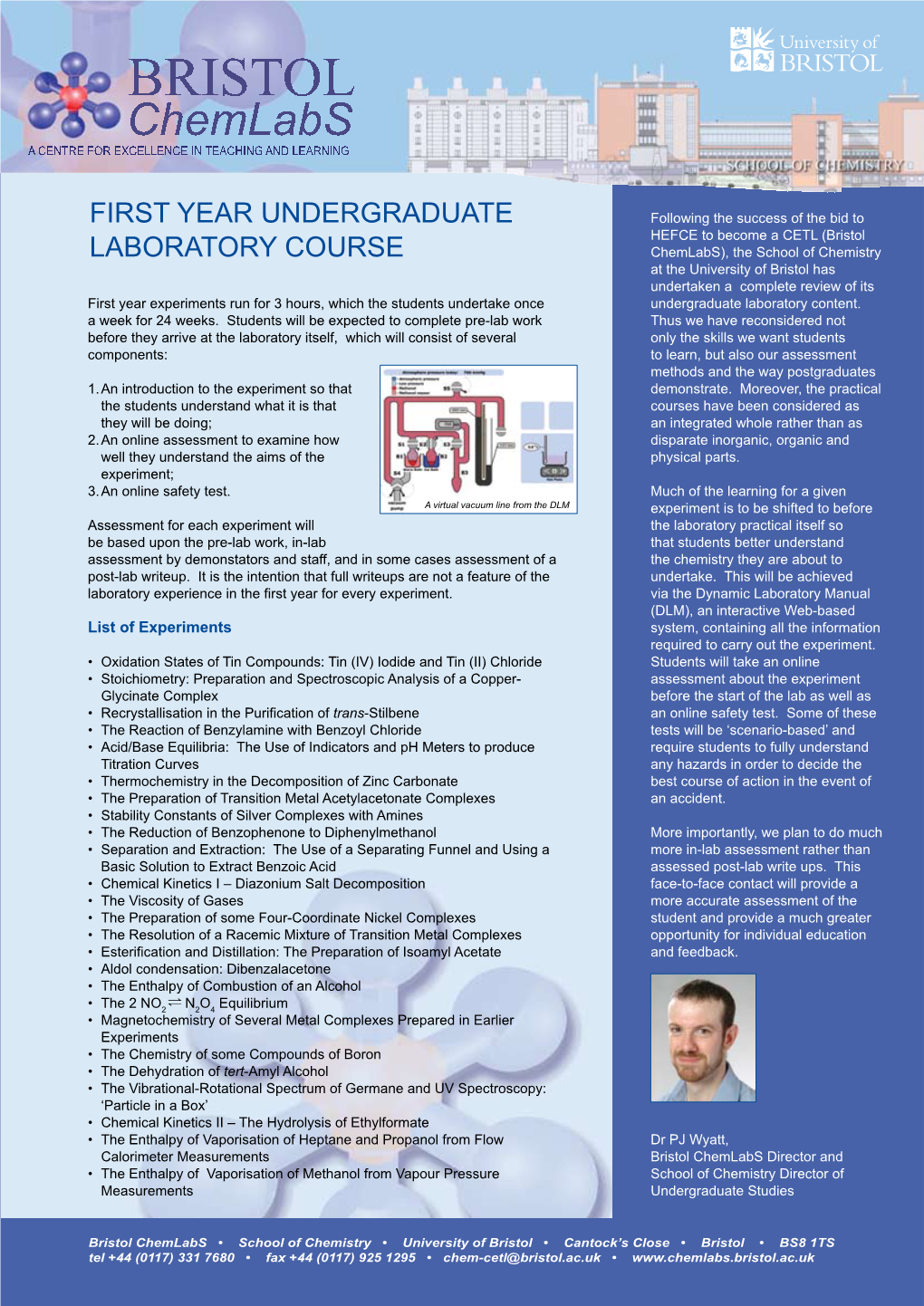 First Year Undergraduate Laboratory Course