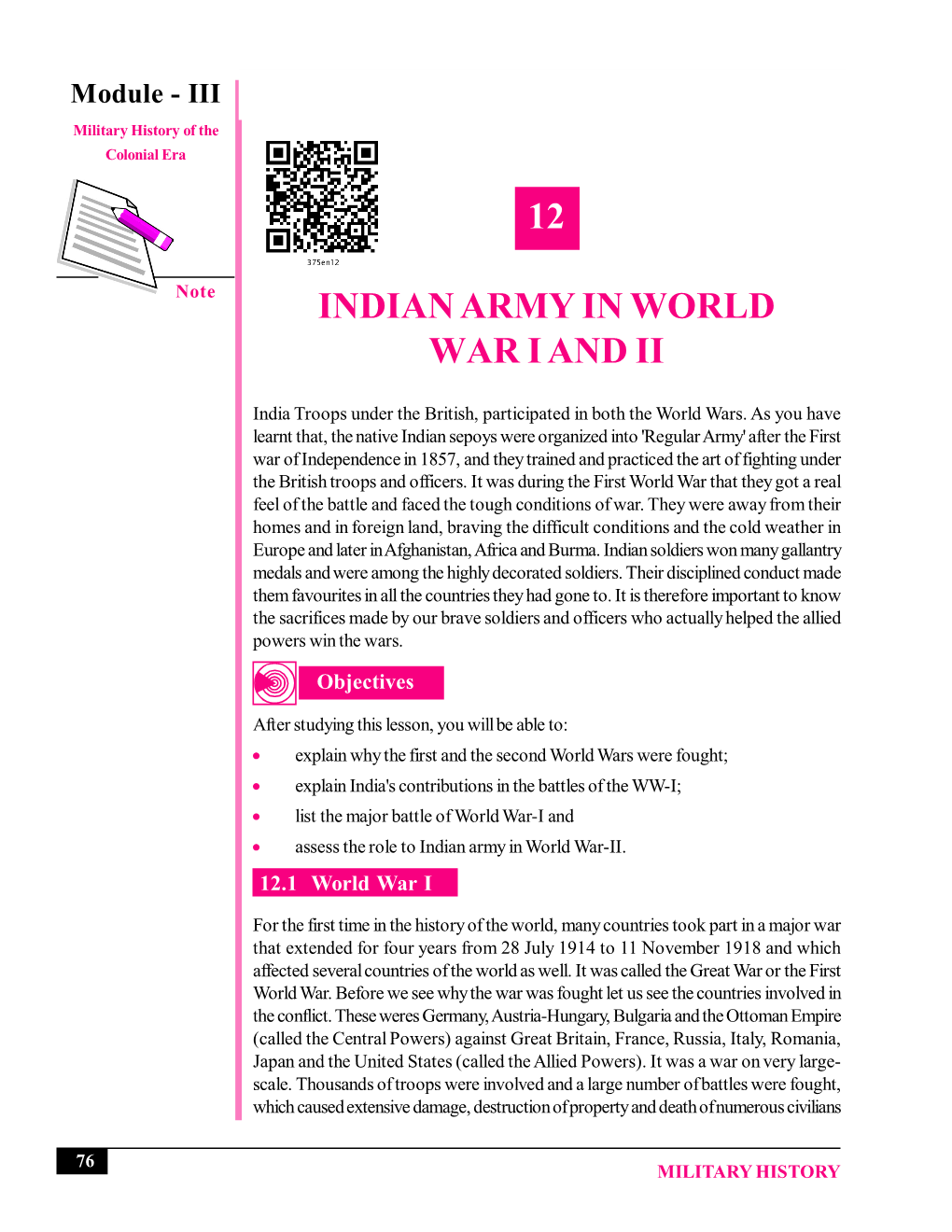 12 Indian Army in World War I and Ii