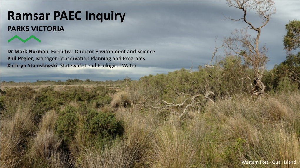 TITLE SLIDE with SUBJECT INFORMATION Ramsar PAEC Inquiry