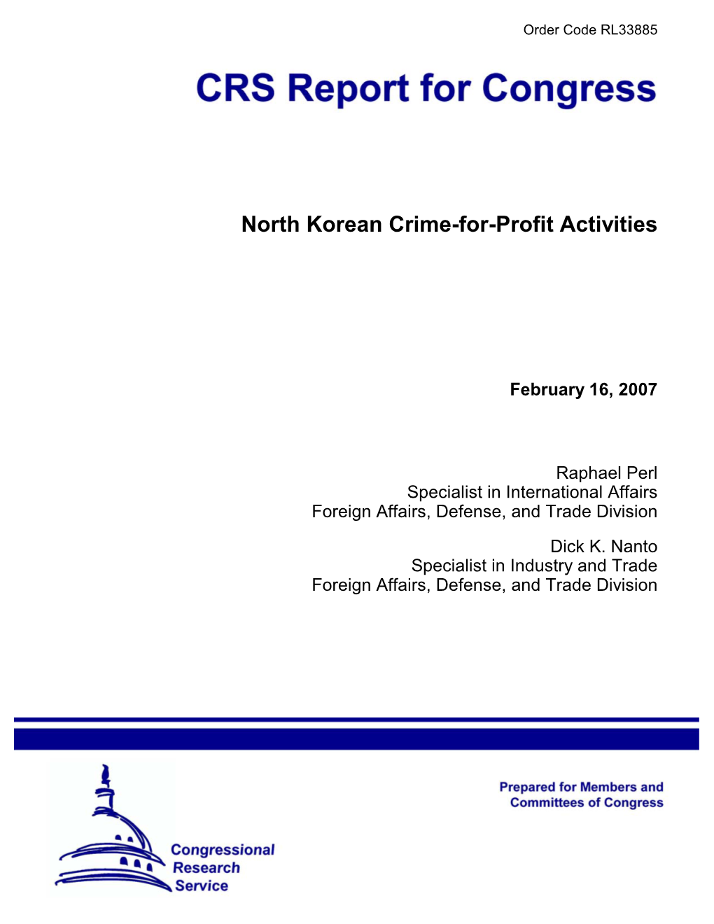 North Korean Crime-For-Profit Activities