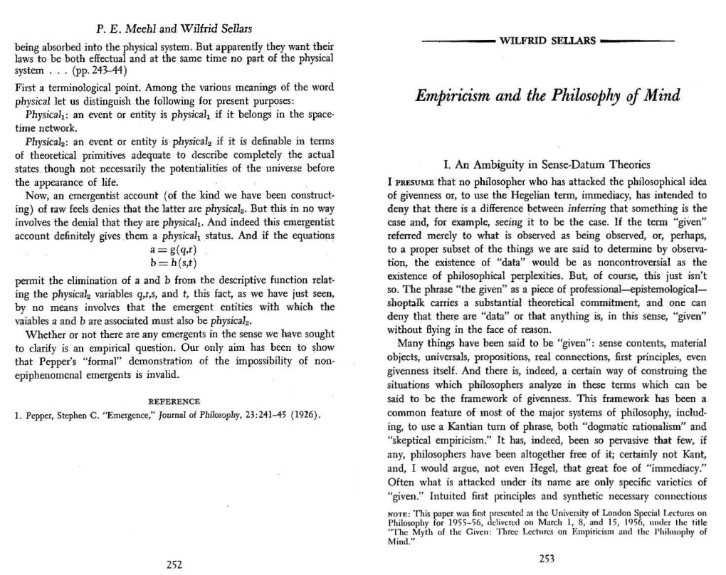 Empiricism and the Philosophy of Mind Physicali: an Event Or Entity Is Physicali If It Belongs in the Space­ Time Network