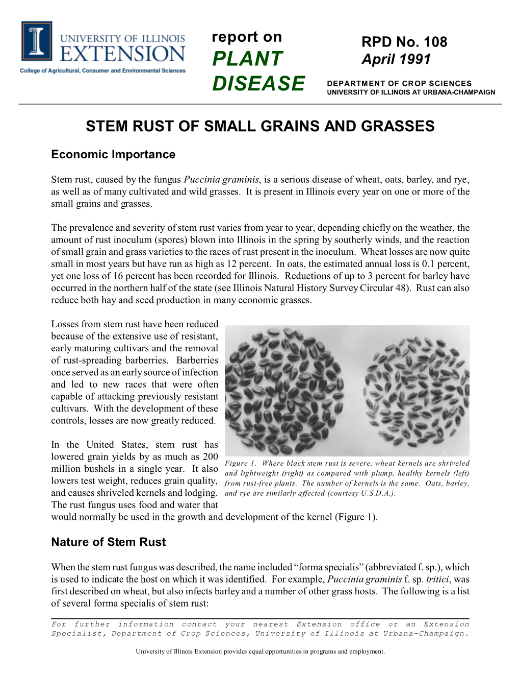 Stem Rust of Small Grains and Grasses, RPD