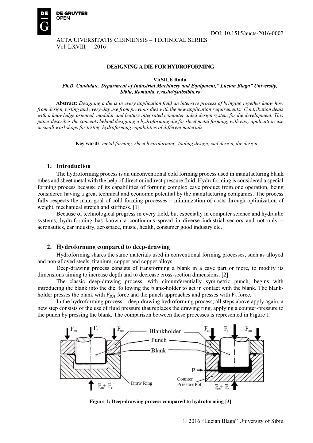 1. Introduction 2. Hydroforming Compared to Deep-Drawing