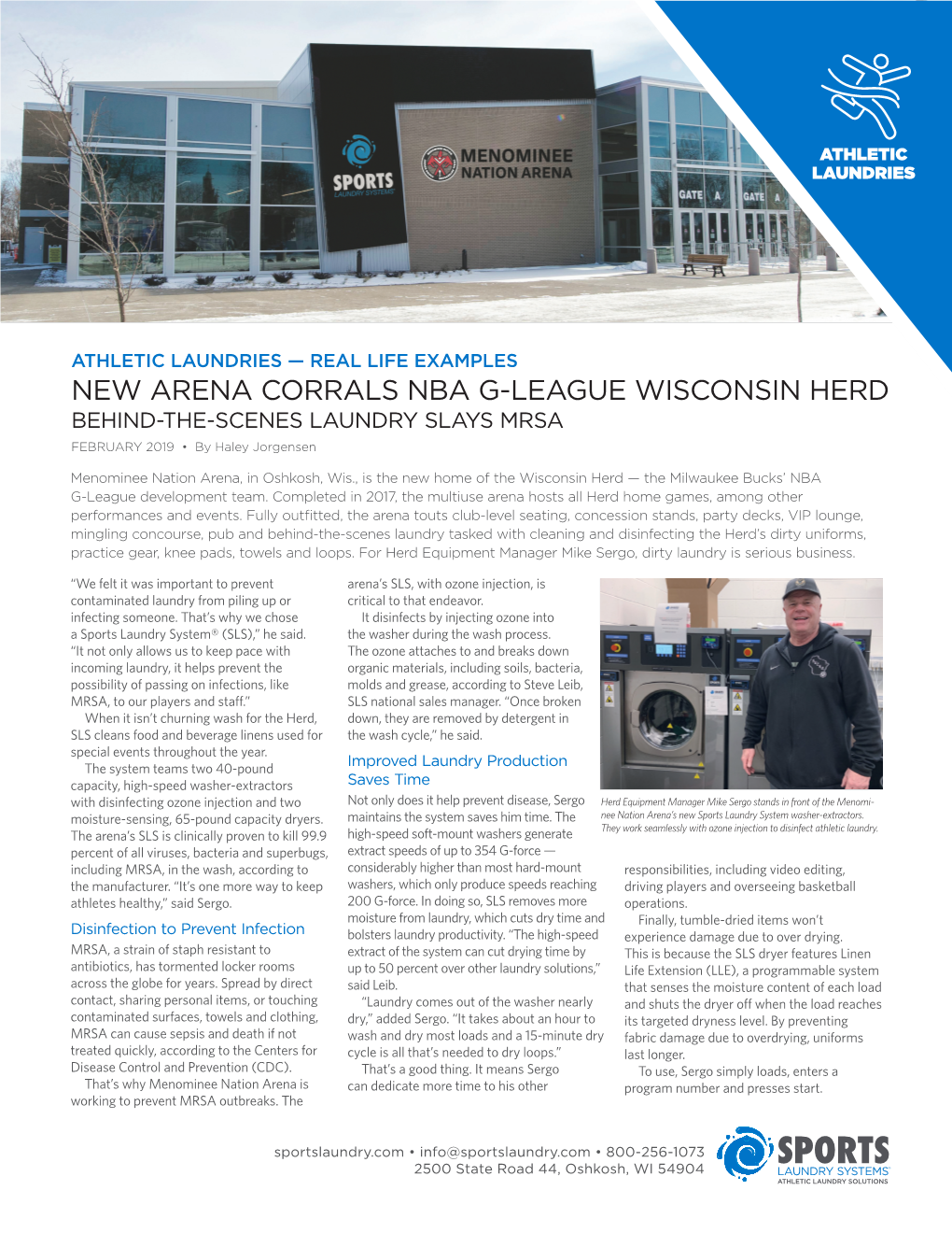 NEW ARENA CORRALS NBA G-LEAGUE WISCONSIN HERD BEHIND-THE-SCENES LAUNDRY SLAYS MRSA FEBRUARY 2019 • by Haley Jorgensen