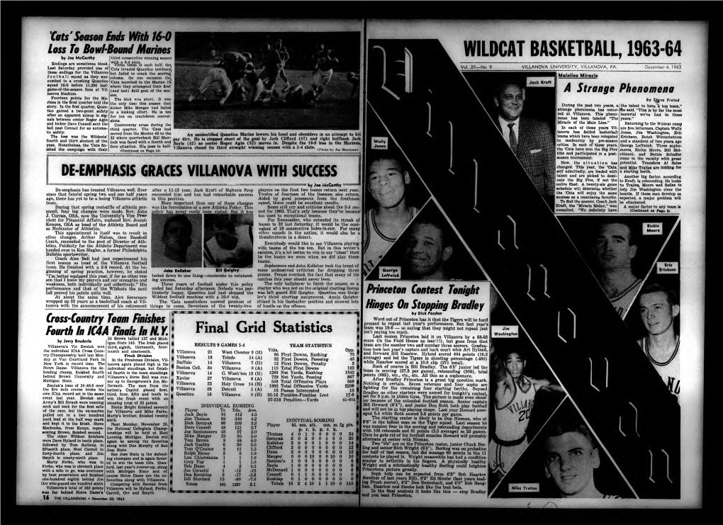 WILDCAT BASKETBALL 1963-64 by Joe Mccorthy Third Consecutive Winning Season with 5-4 Alatp