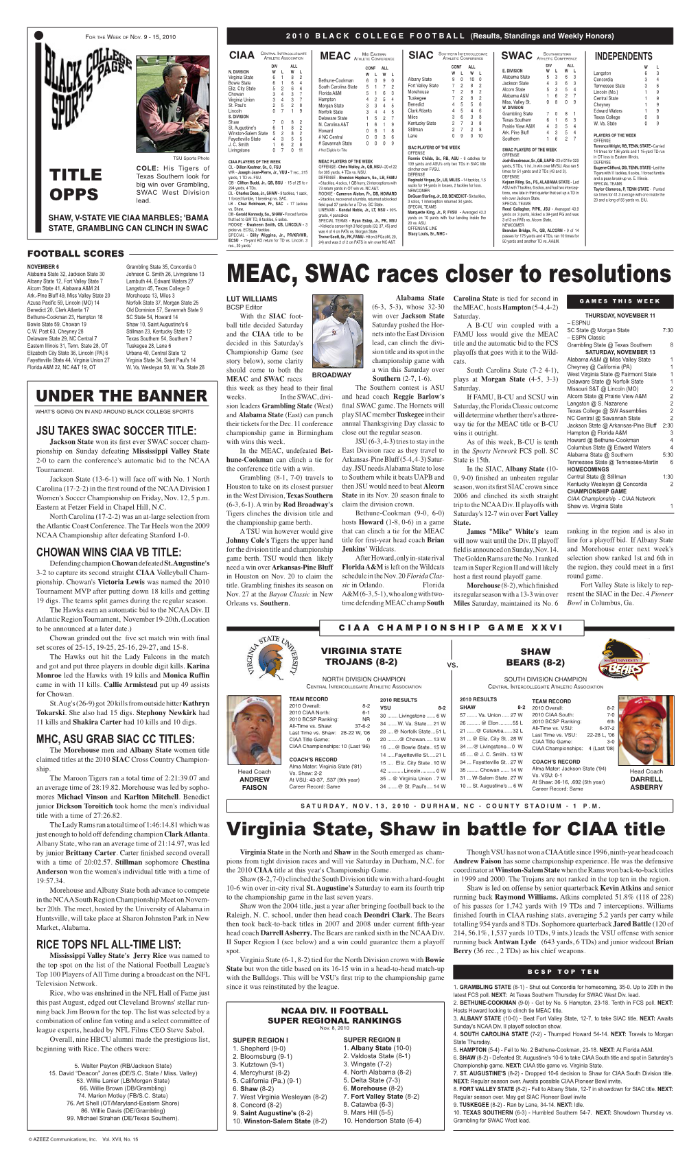 MEAC, SWAC Races Closer to Resolutions