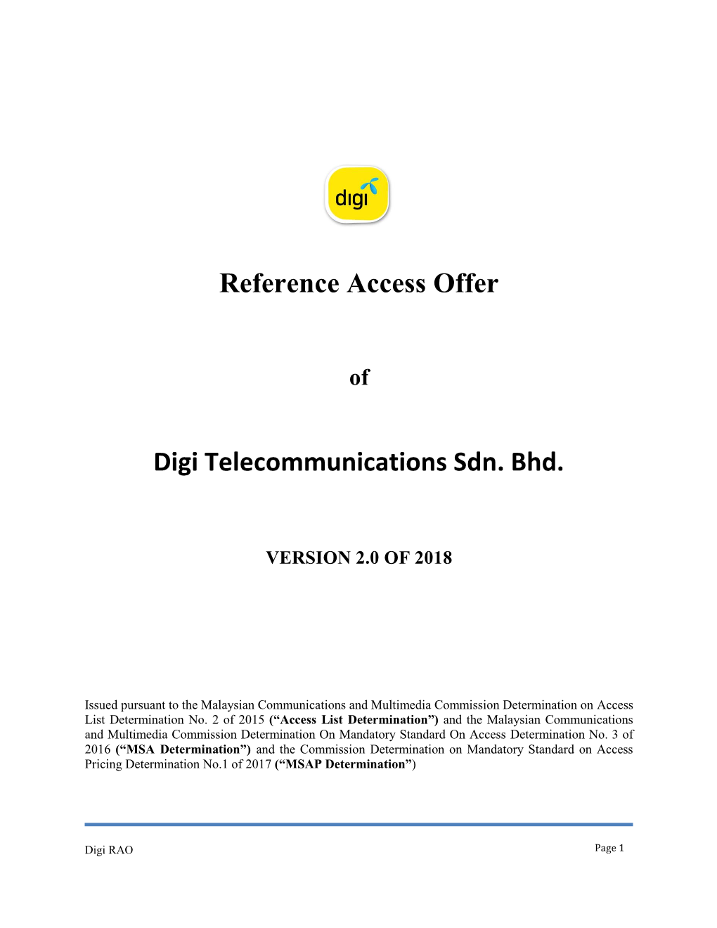 Reference Access Offer Digi Telecommunications Sdn. Bhd