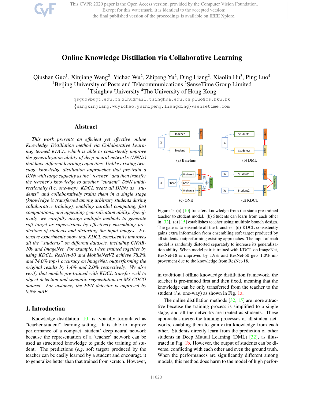 Online Knowledge Distillation Via Collaborative Learning