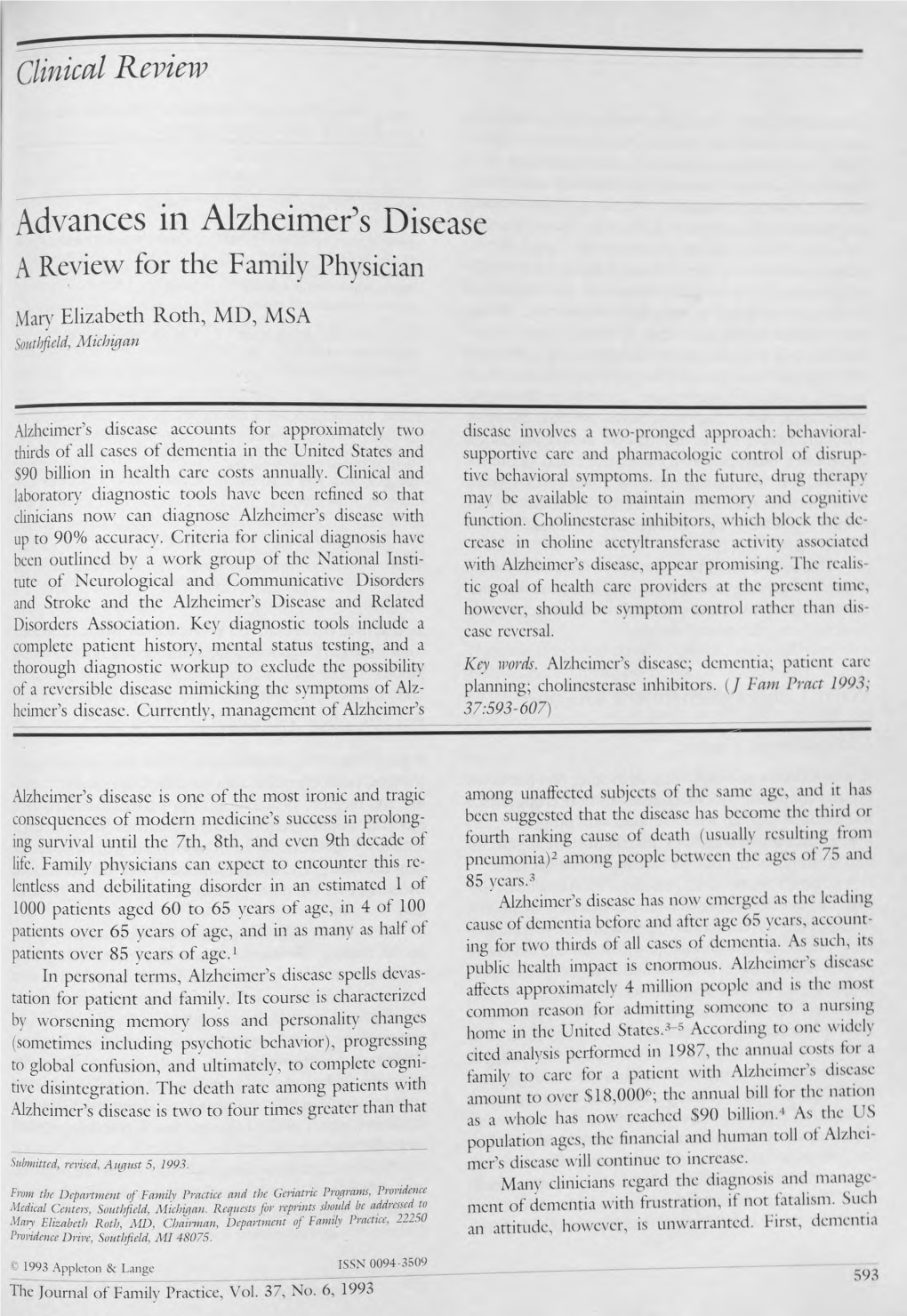 Advances in Alzheimer's Disease