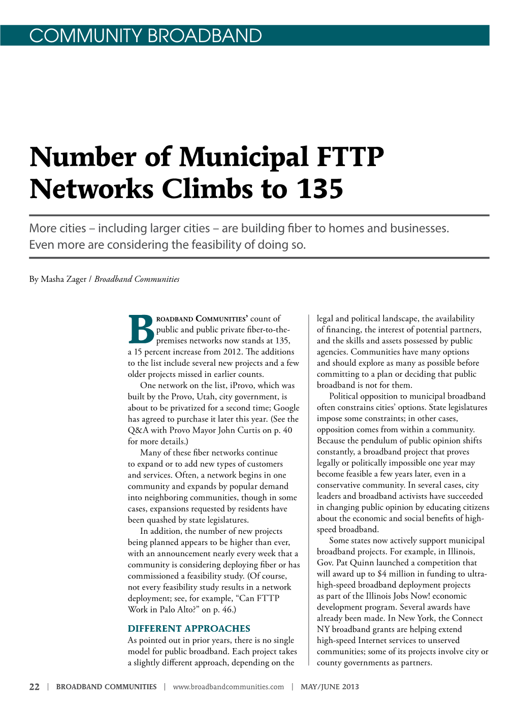 Number of Municipal FTTP Networks Climbs to 135