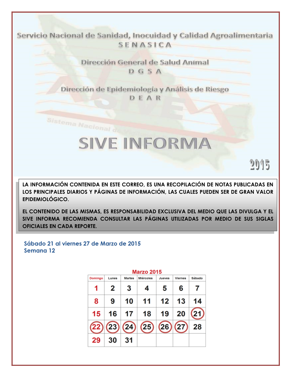 Sábado 21 Al Viernes 27 De Marzo De 2015 Semana 12