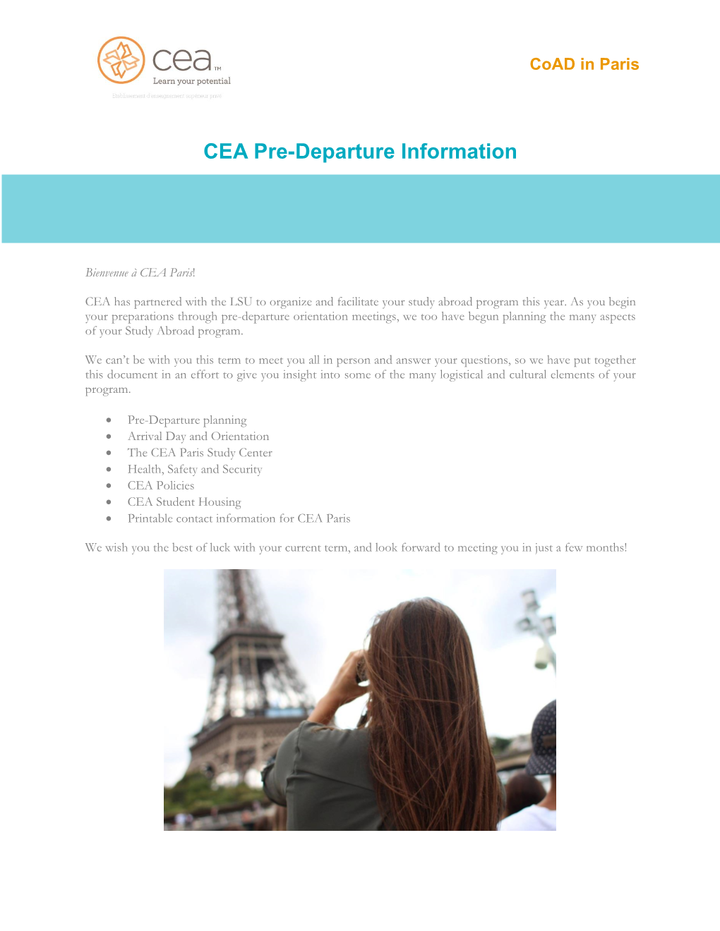 CEA Pre-Departure Information