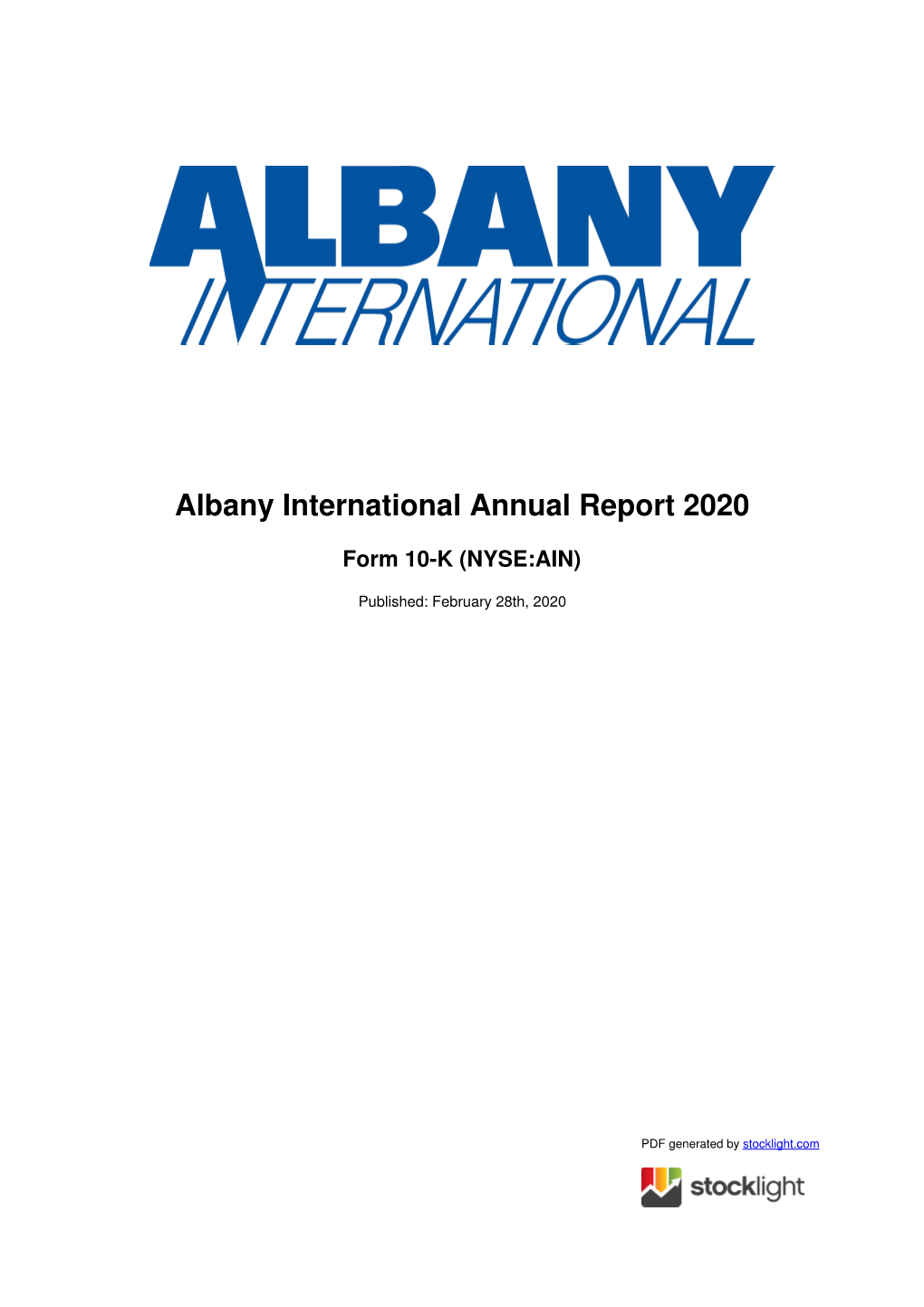 Albany International Annual Report 2020