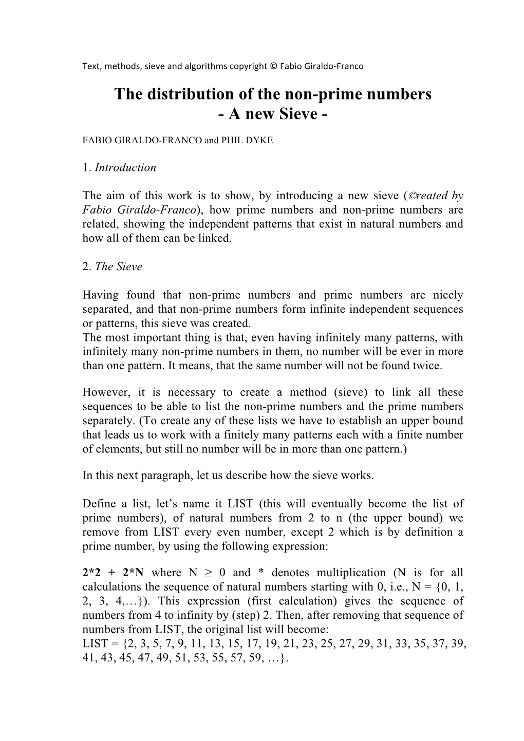 The Distribution of the Non-Prime Numbers - a New Sieve