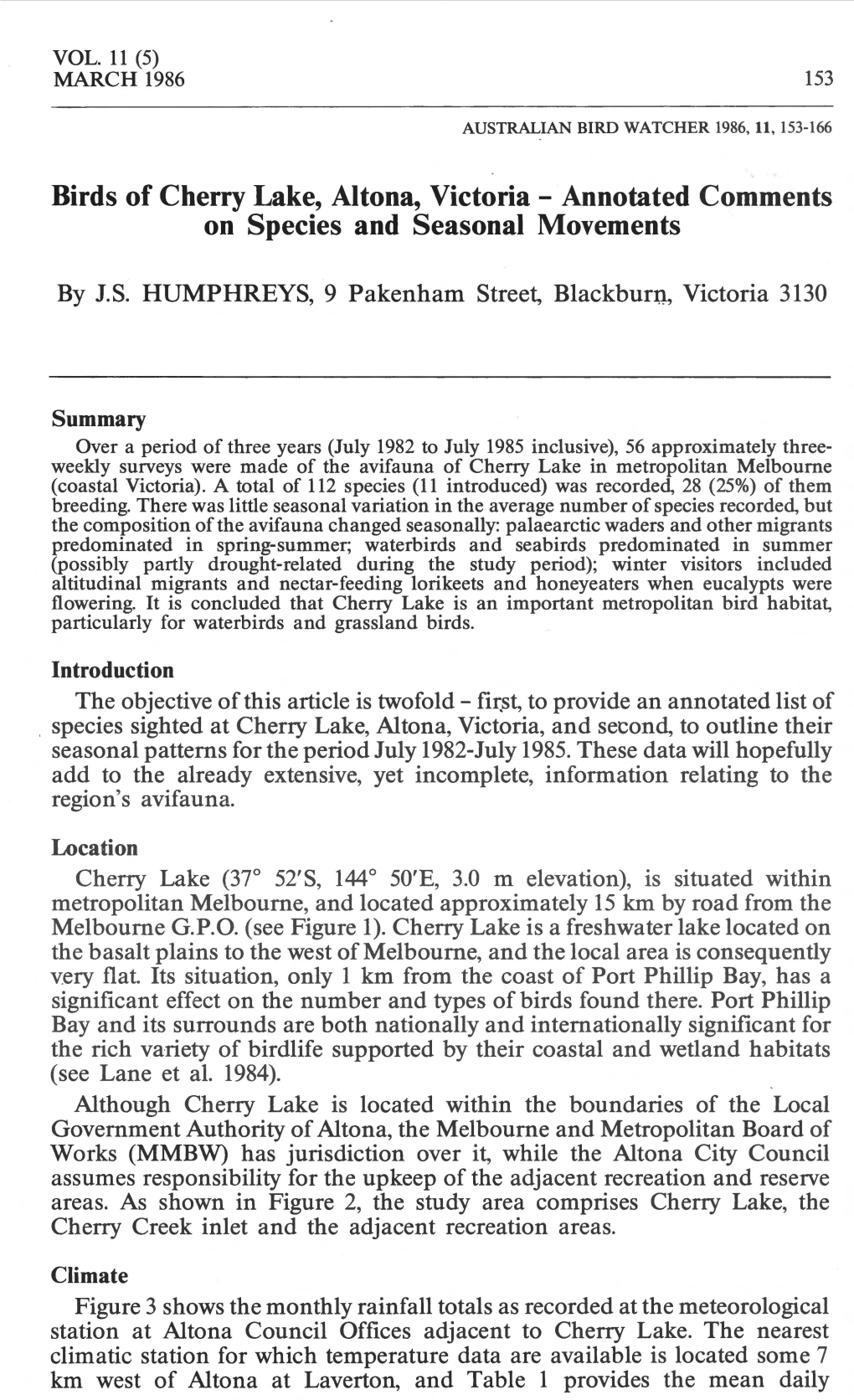 Birds of Cherry Lake, Altona, Victoria - Annotated Comments on Species and Seasonal Movements