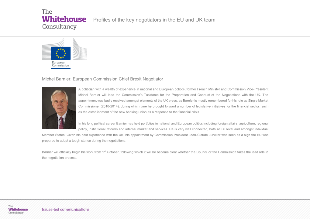 Profiles of the Key Negotiators in the EU and UK Team