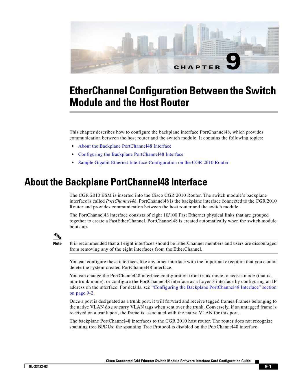 Etherchannel Configuration Between the Switch Module and the Host Router