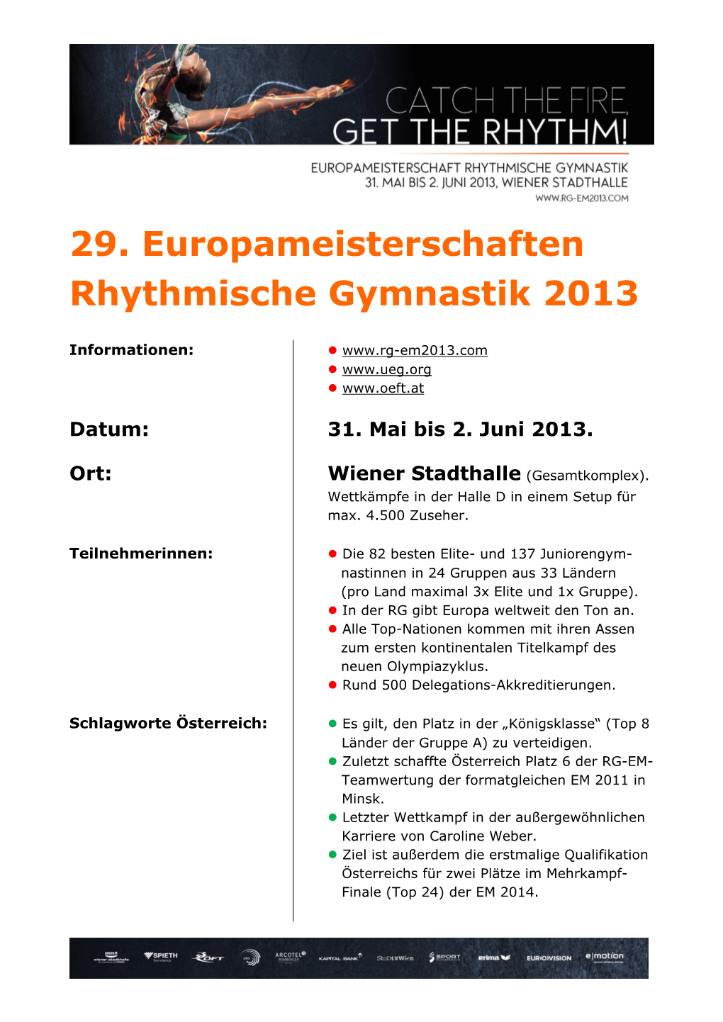 29. Europameisterschaften Rhythmische Gymnastik 2013