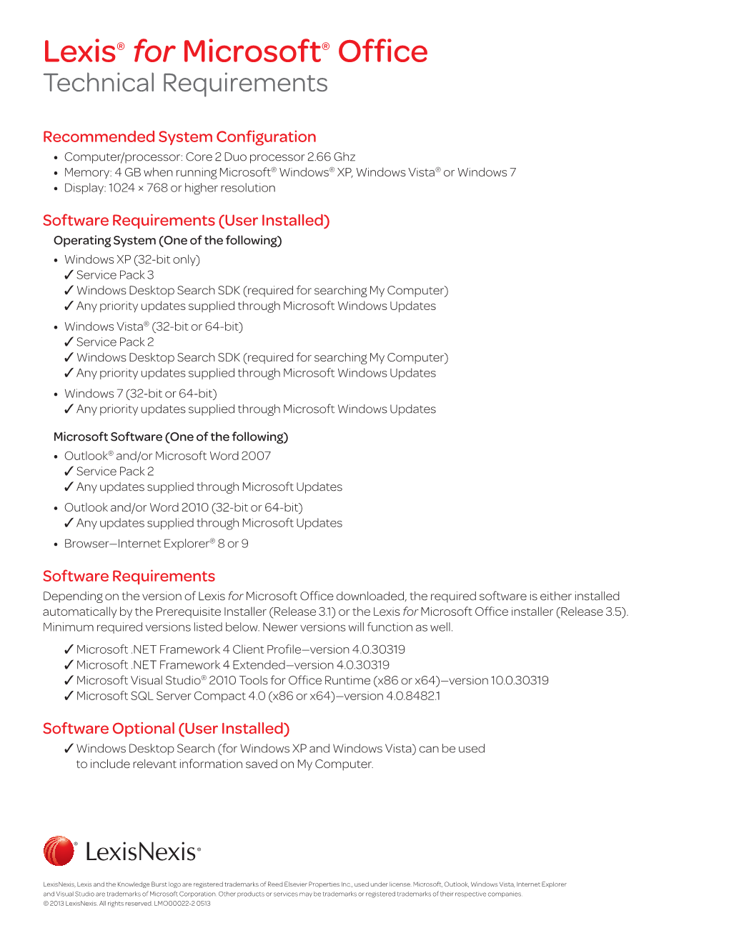 Lexis® for Microsoft® Office Technical Requirements