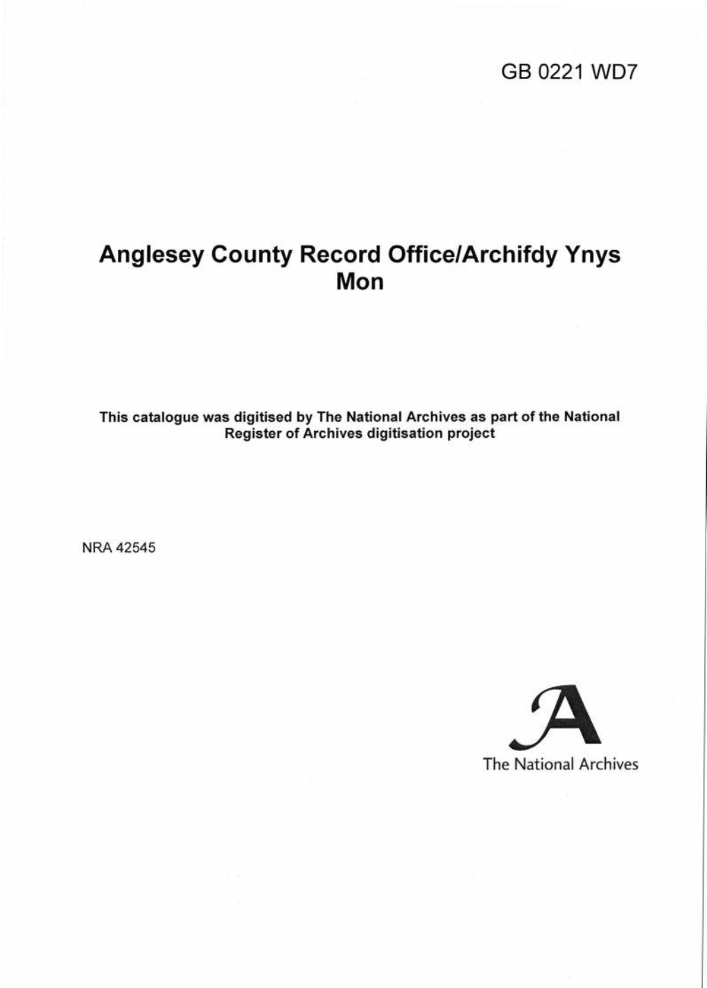 Anglesey County Record Office/Arch If Dy Ynys Mon