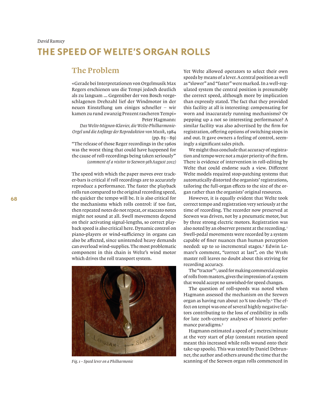 The Speed of Welte's Organ Rolls