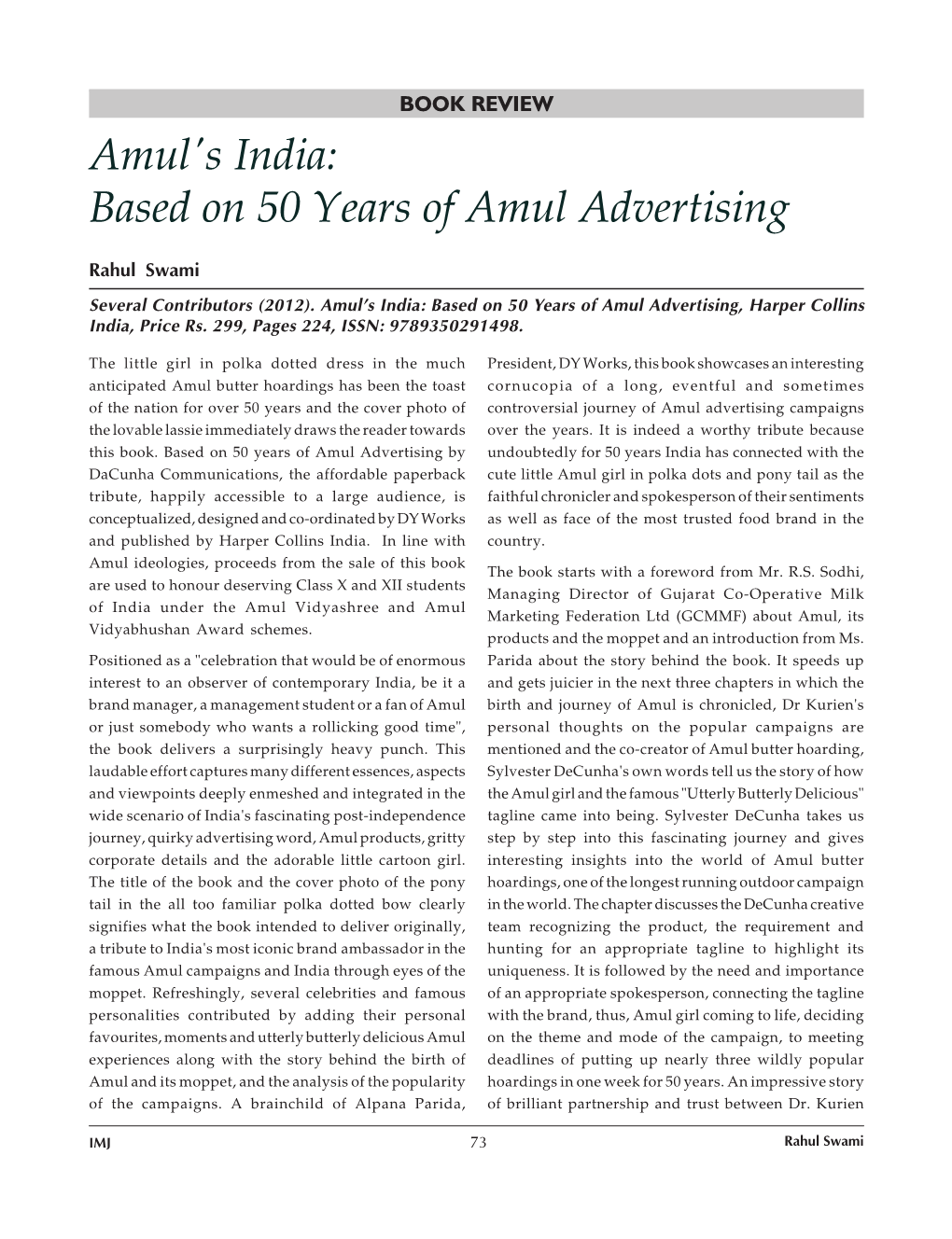Amul's India: Based on 50 Years of Amul Advertising