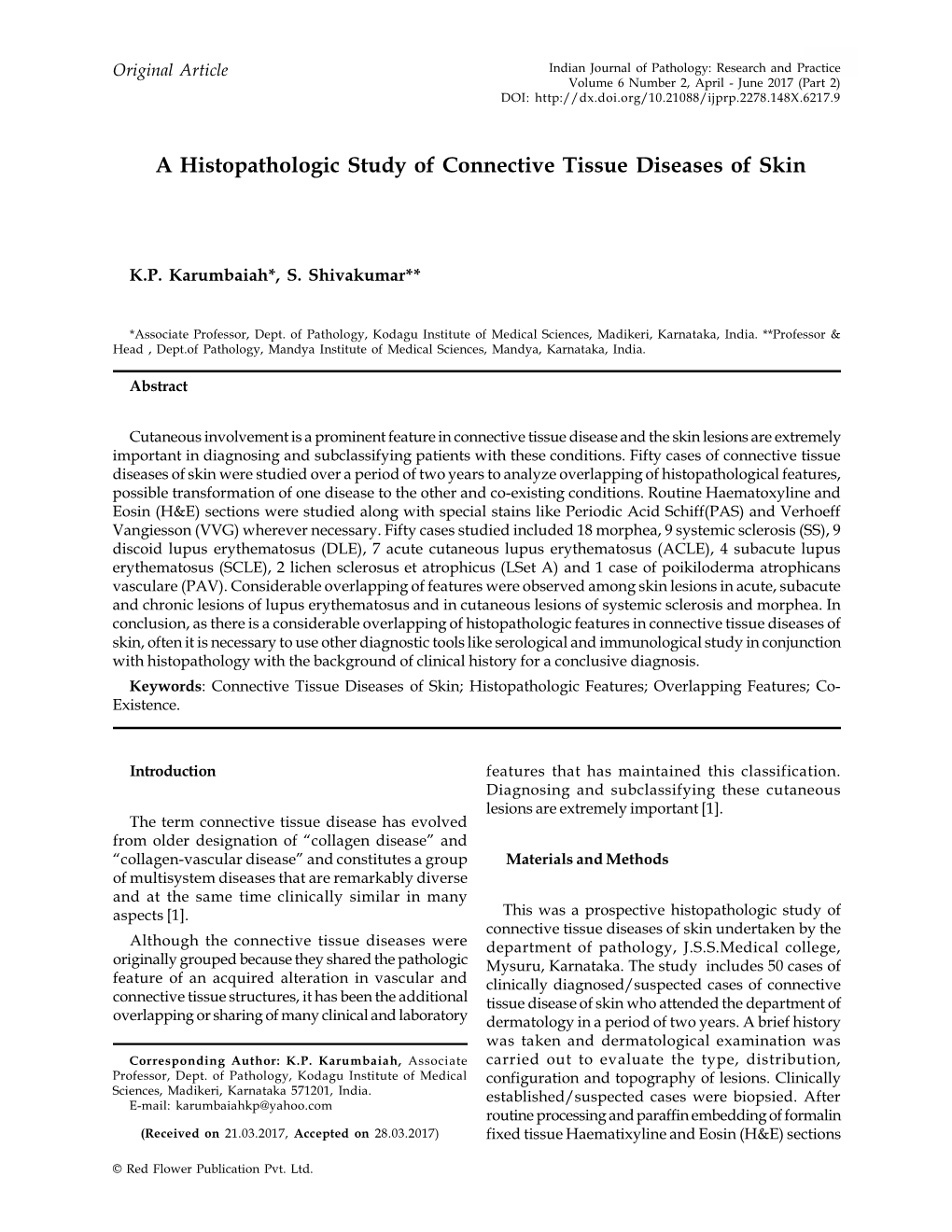 A Histopathologic Study of Connective Tissue Diseases of Skin