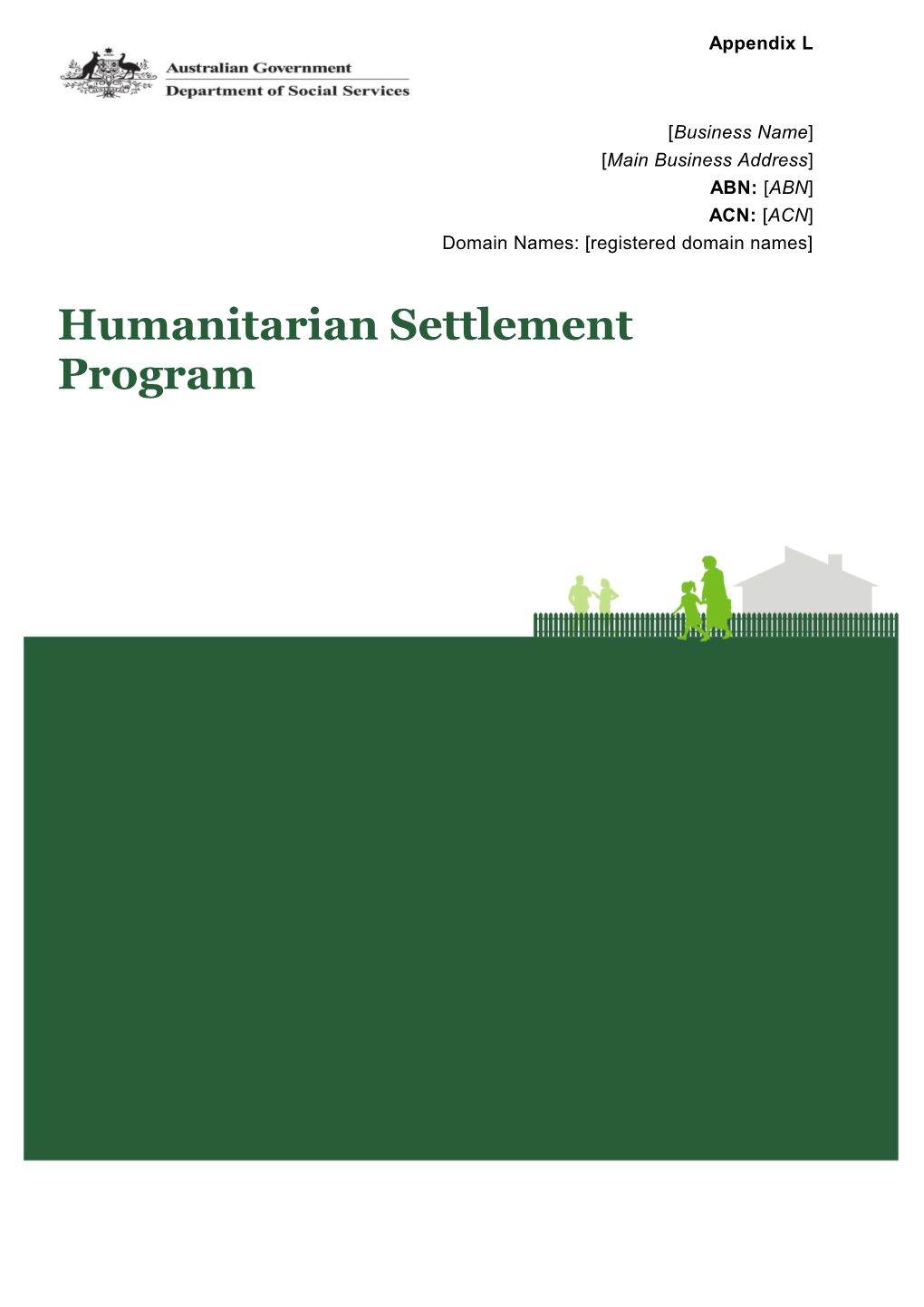 Humanitarian Settlement Program Business Plan for Service Provider Name