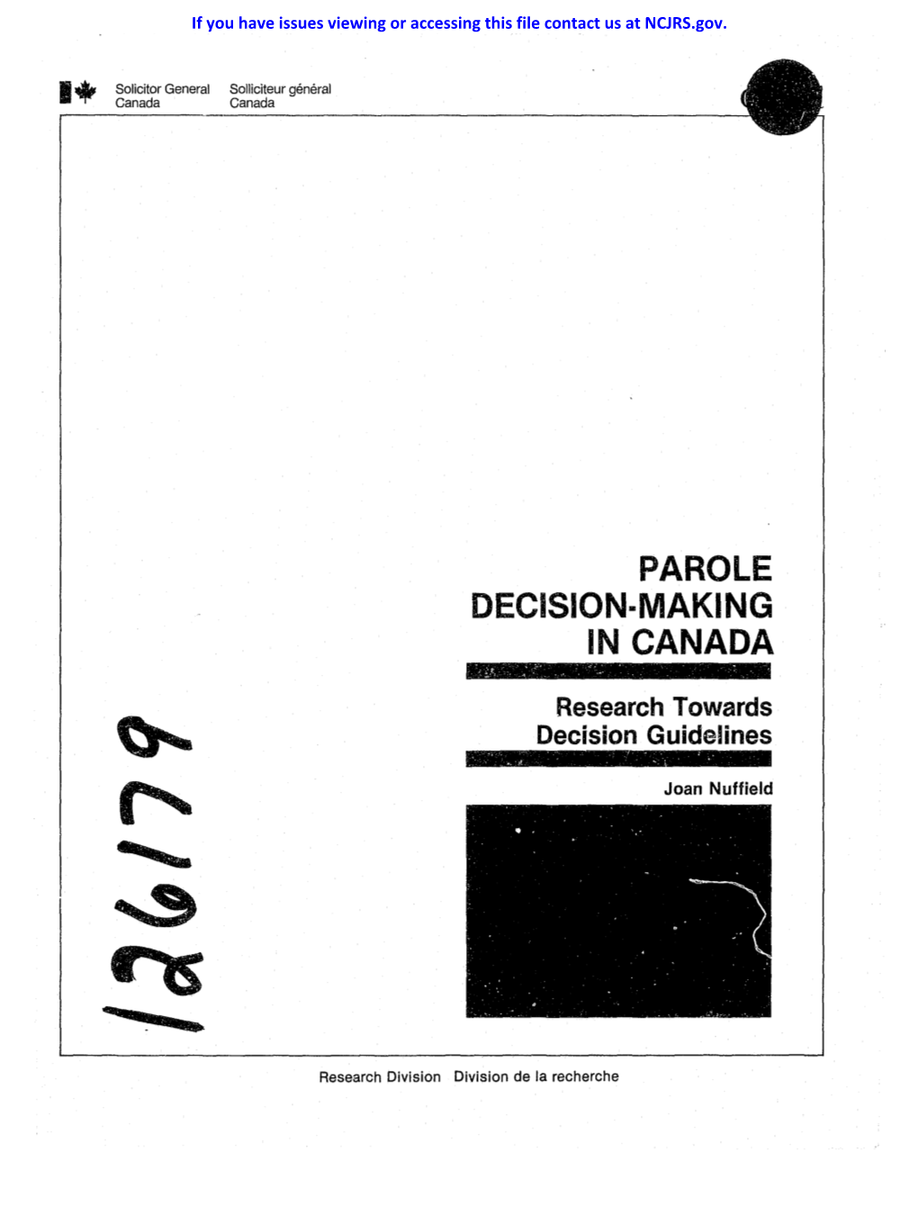PAROLE DECISION-MAKING in CANADA Research Towards