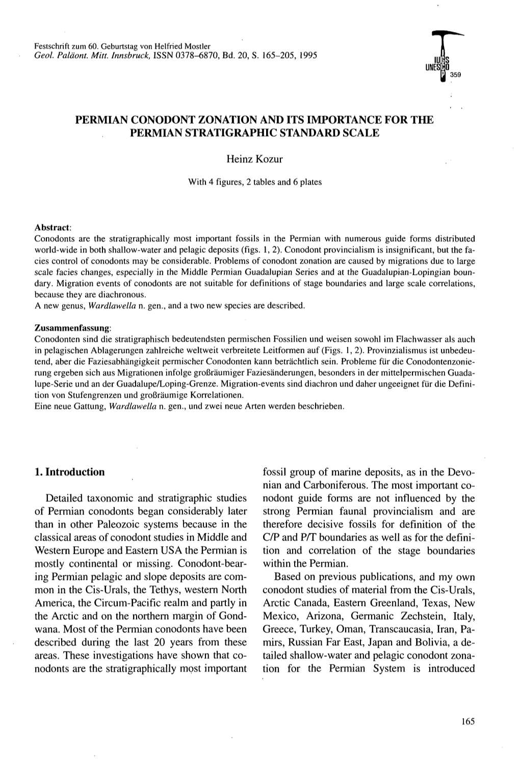 Permian Conodont Zonation and Its Importance for the Permian Stratigraphic Standard Scale