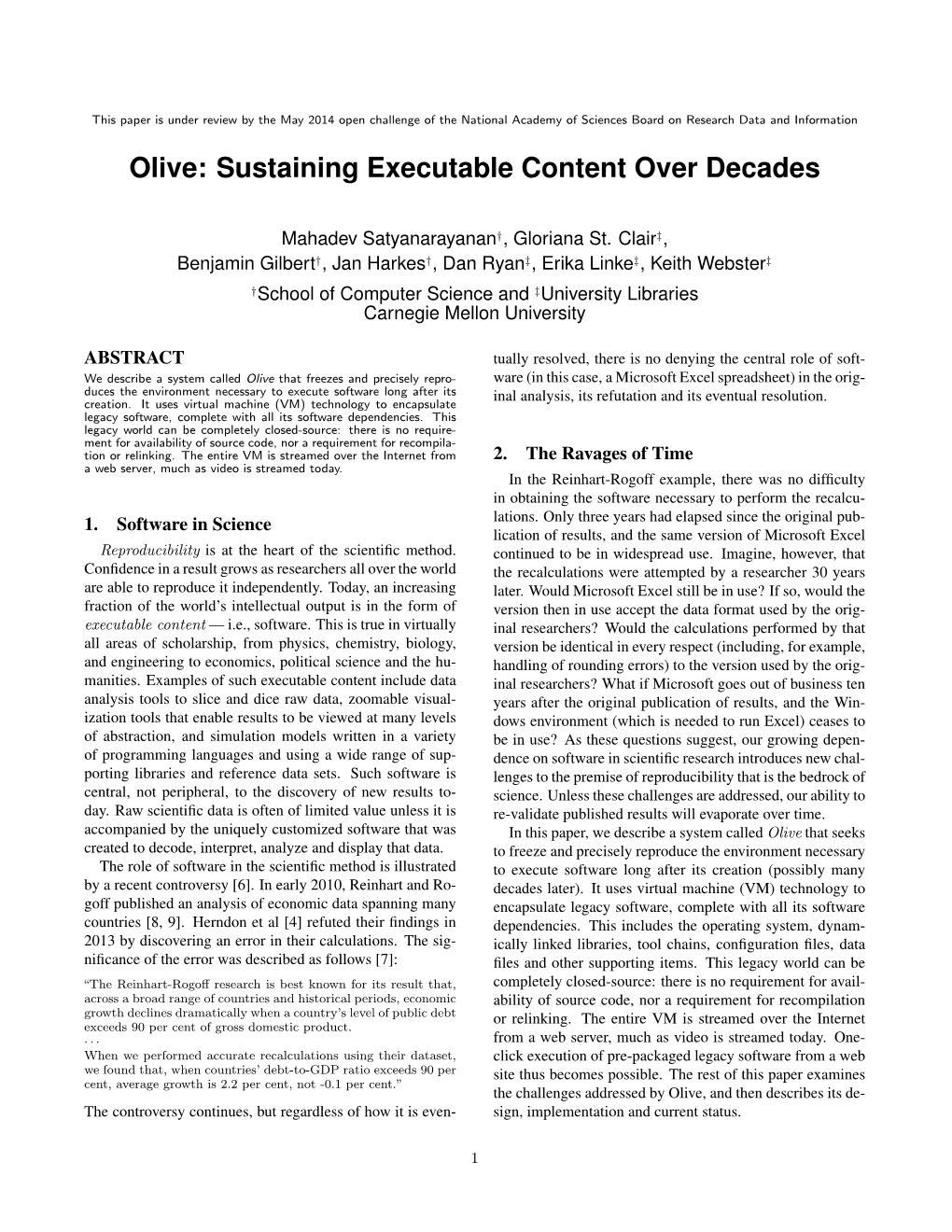 Olive: Sustaining Executable Content Over Decades