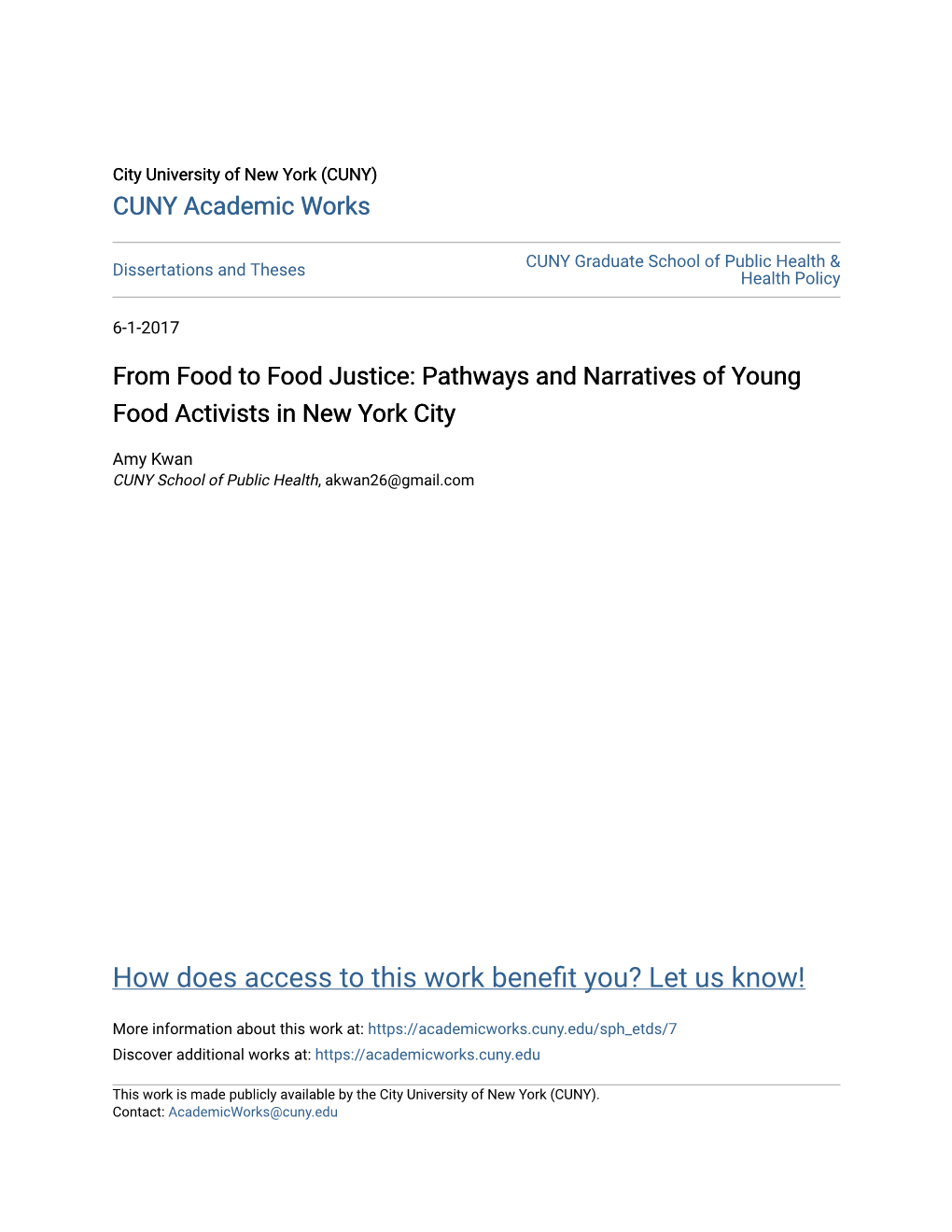 Pathways and Narratives of Young Food Activists in New York City