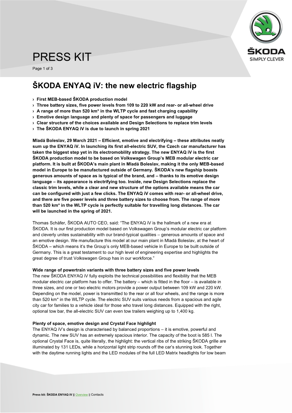 ŠKODA ENYAQ Iv: the New Electric Flagship