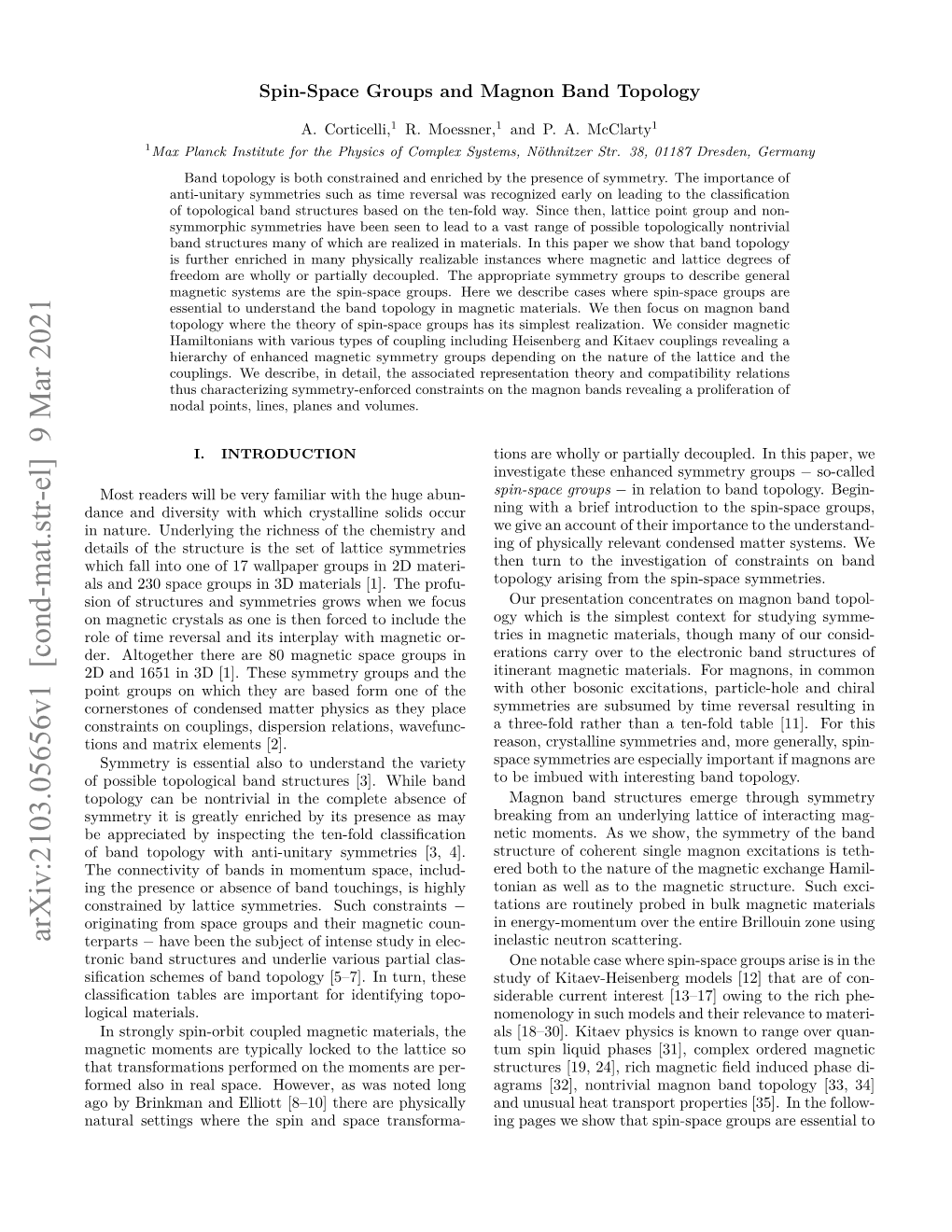 Arxiv:2103.05656V1 [Cond-Mat.Str-El] 9 Mar 2021 Terparts − Have Been the Subject of Intense Study in Elec- Inelastic Neutron Scattering