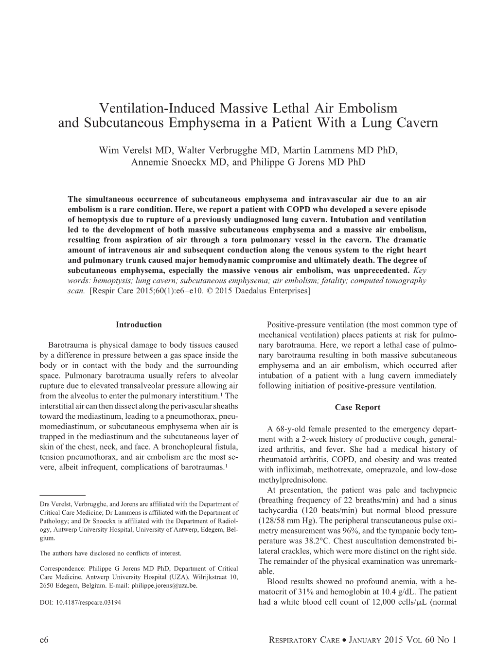 Ventilation-Induced Massive Lethal Air Embolism and Subcutaneous Emphysema in a Patient with a Lung Cavern