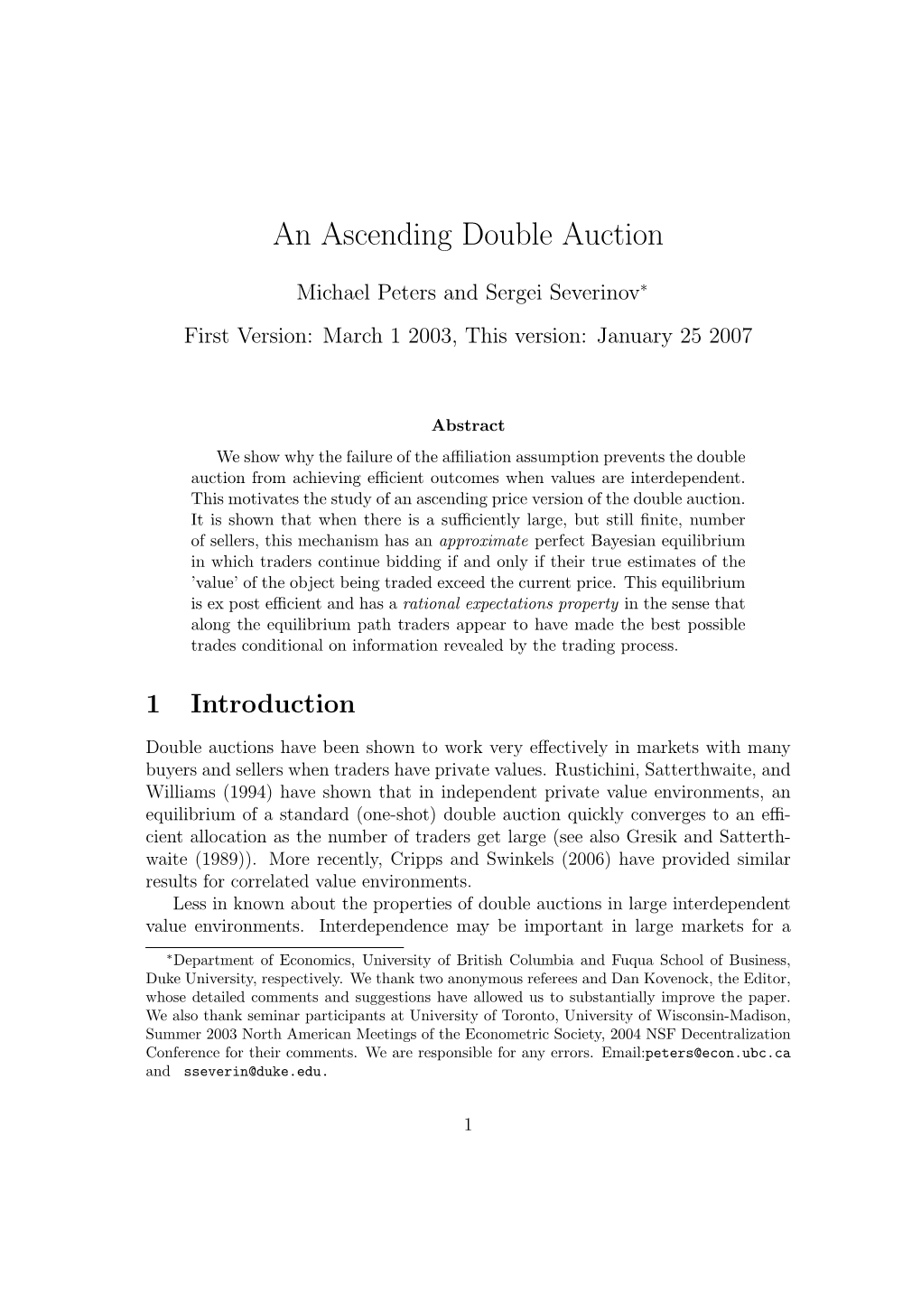 An Ascending Double Auction