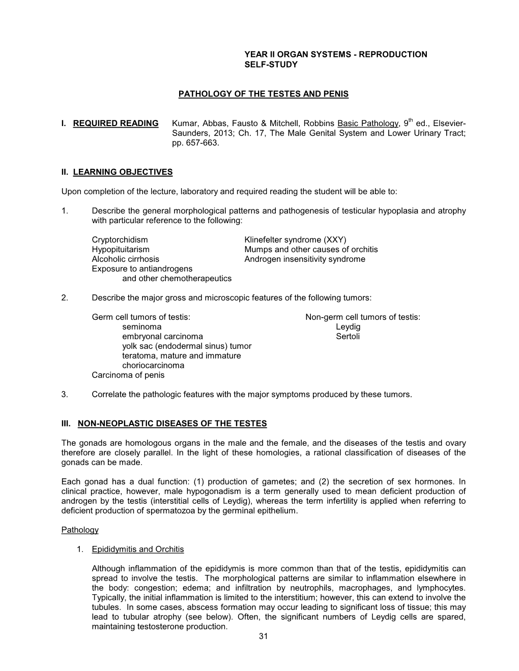 Year Ii Organ Systems - Reproduction Self-Study