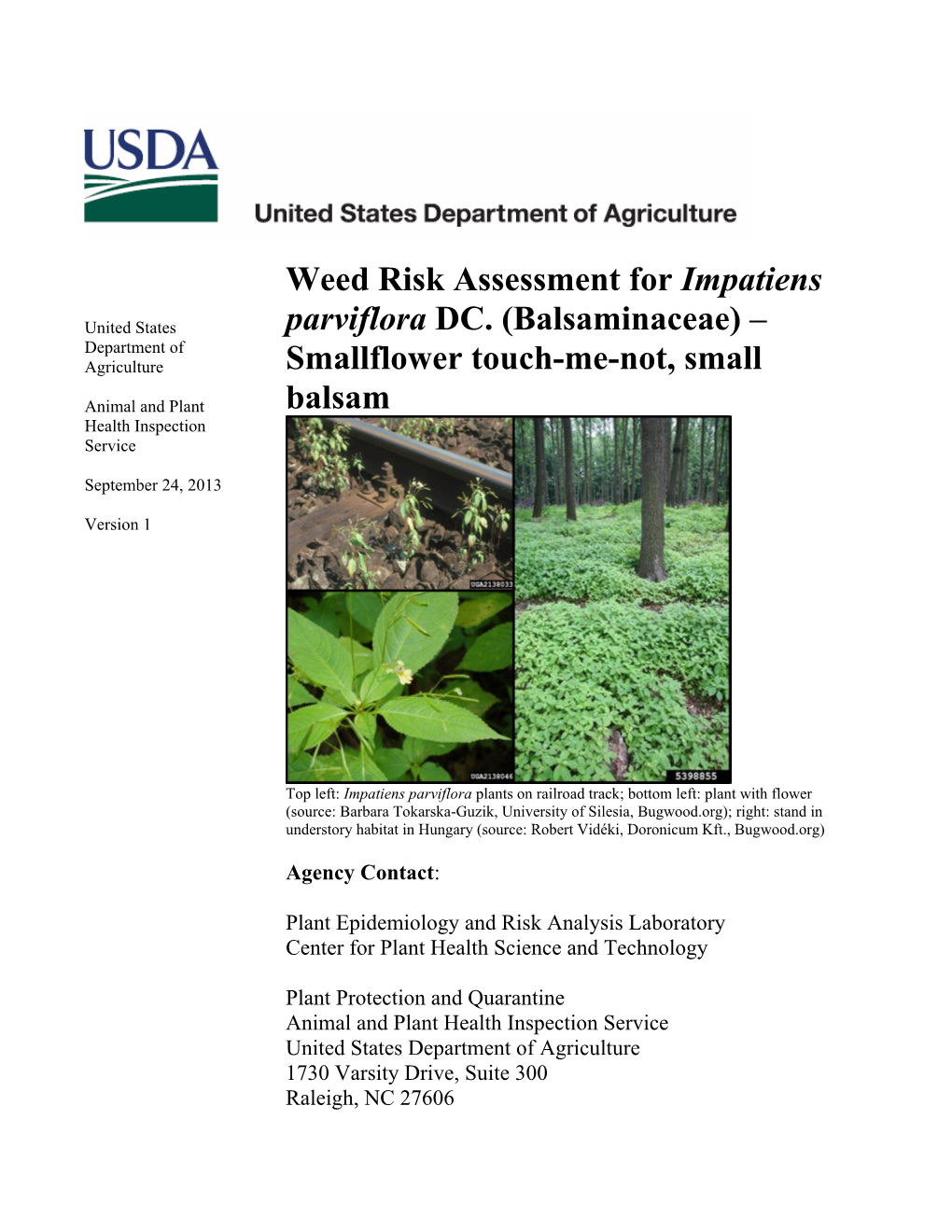 Weed Risk Assessment for Impatiens Parviflora DC. (Balsaminaceae)