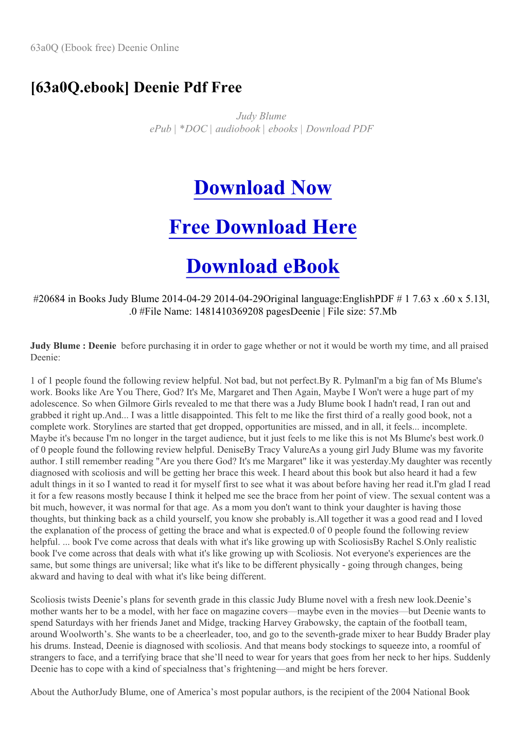 63A0q (Ebook Free) Deenie Online