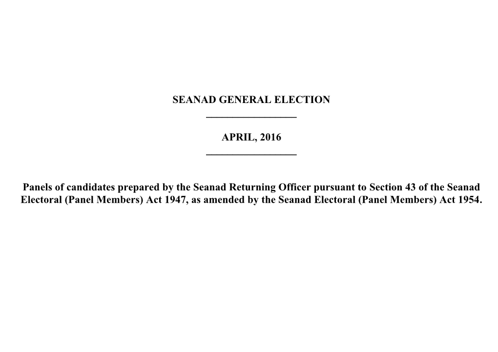 Seanad General Election 2016