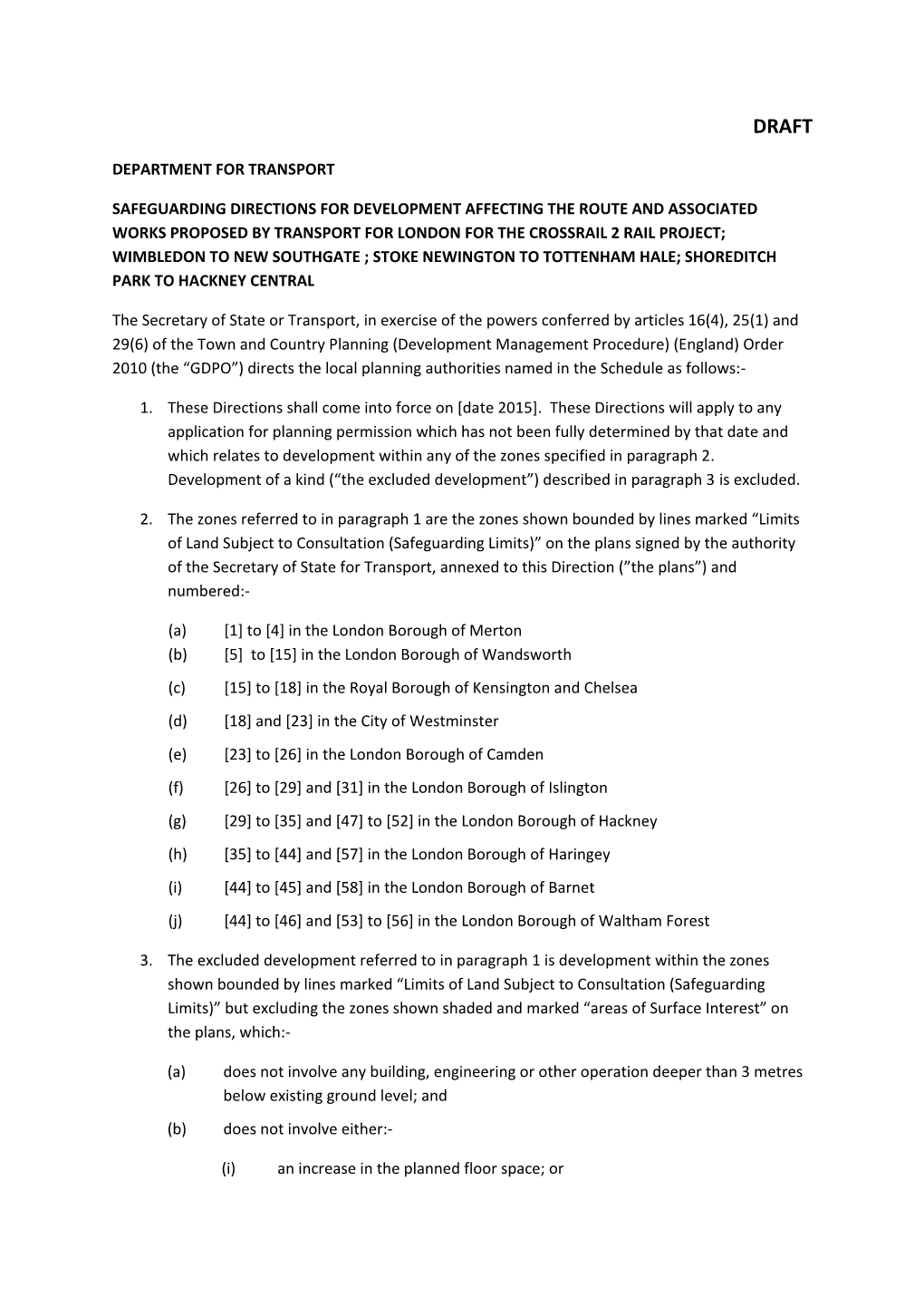 Safeguarding Directions: Wimbledon, New Southgate, Stoke Newington