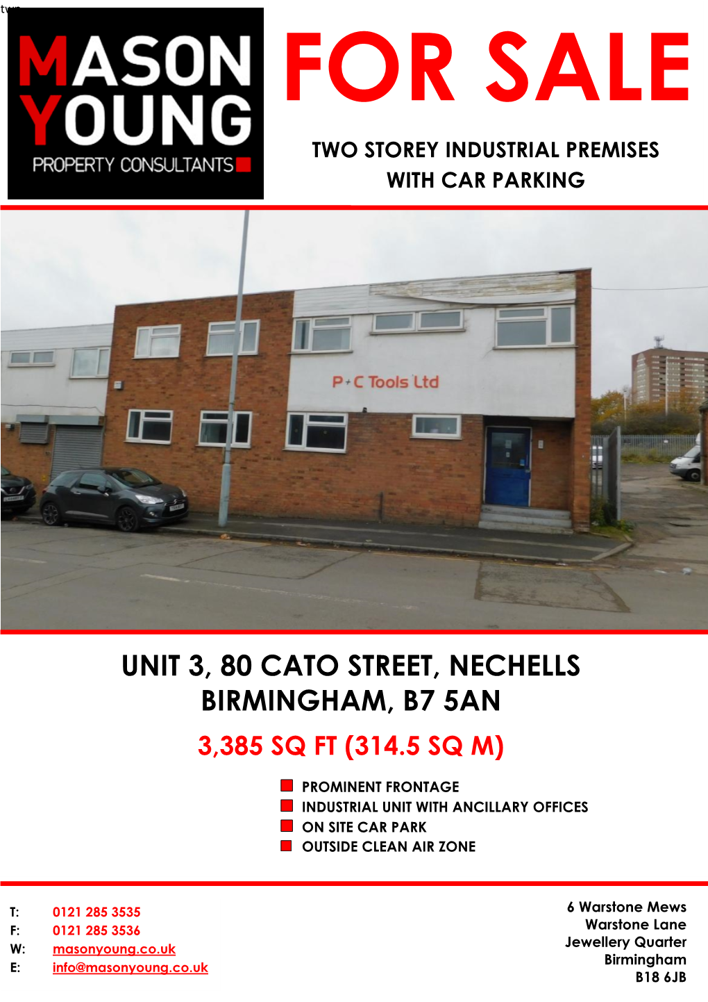 Unit 3, 80 Cato Street, Nechells Birmingham, B7 5An