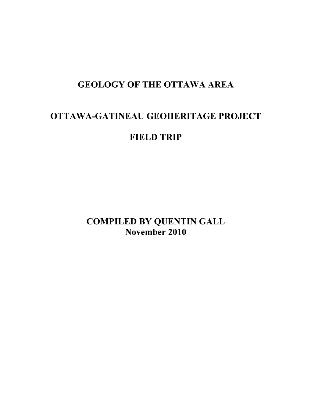 Geology of the Ottawa Area