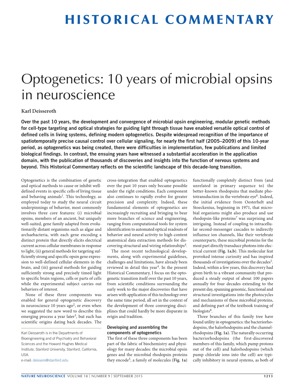 Optogenetics: 10 Years of Microbial Opsins in Neuroscience