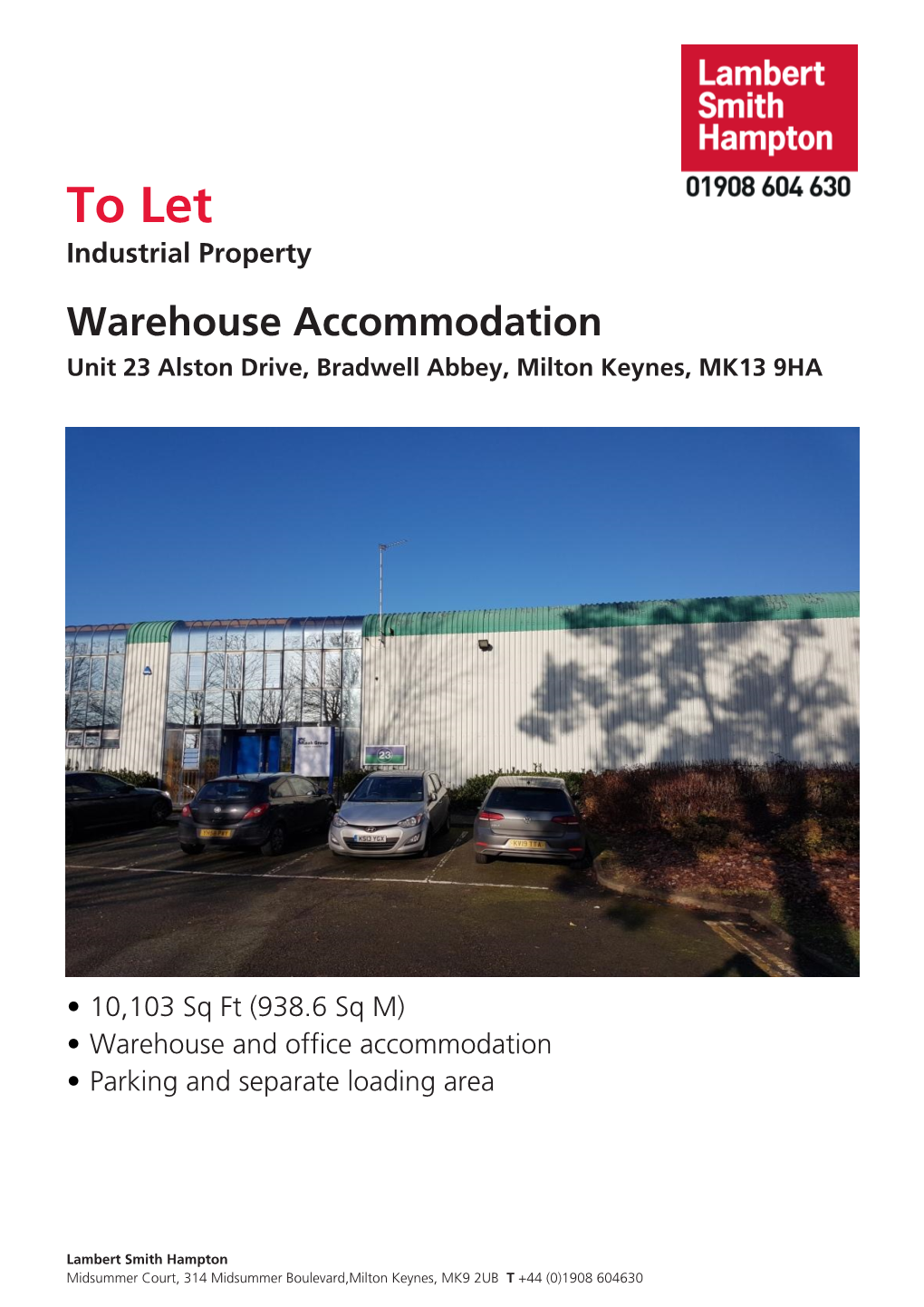 To Let,Unit 23 Alston Drive, Bradwell Abbey, Milton Keynes, MK13