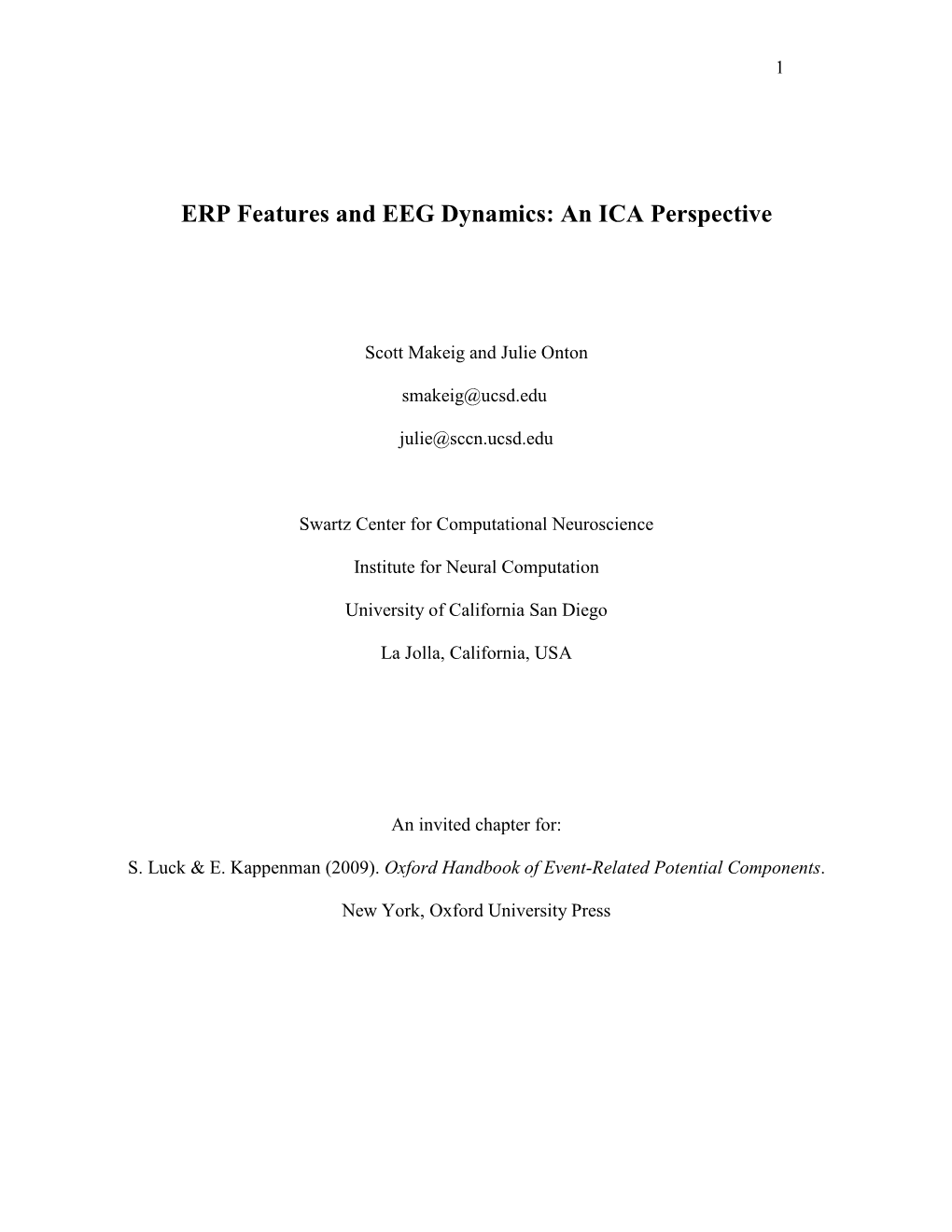 ERP Features and EEG Dynamics: an ICA Perspective