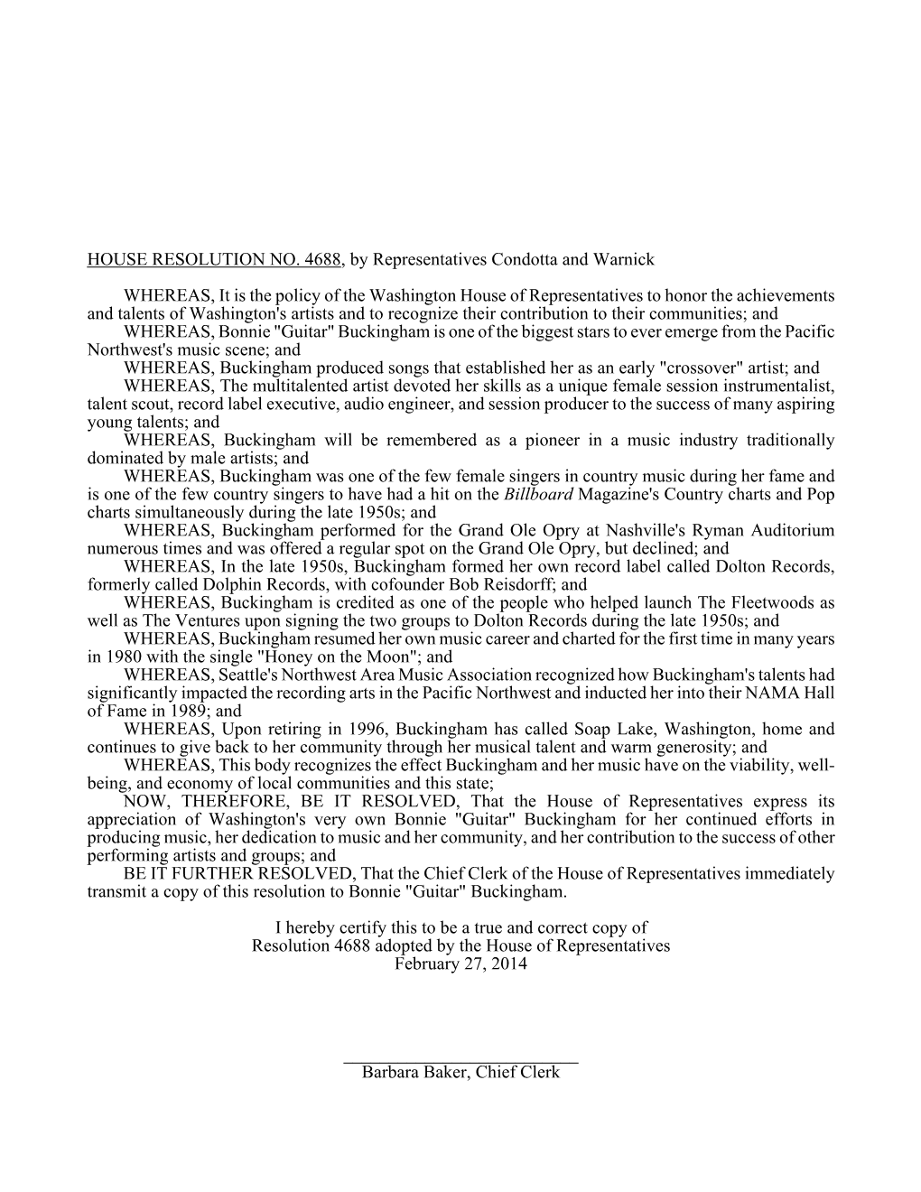 HOUSE RESOLUTION NO. 4688, by Representatives Condotta And