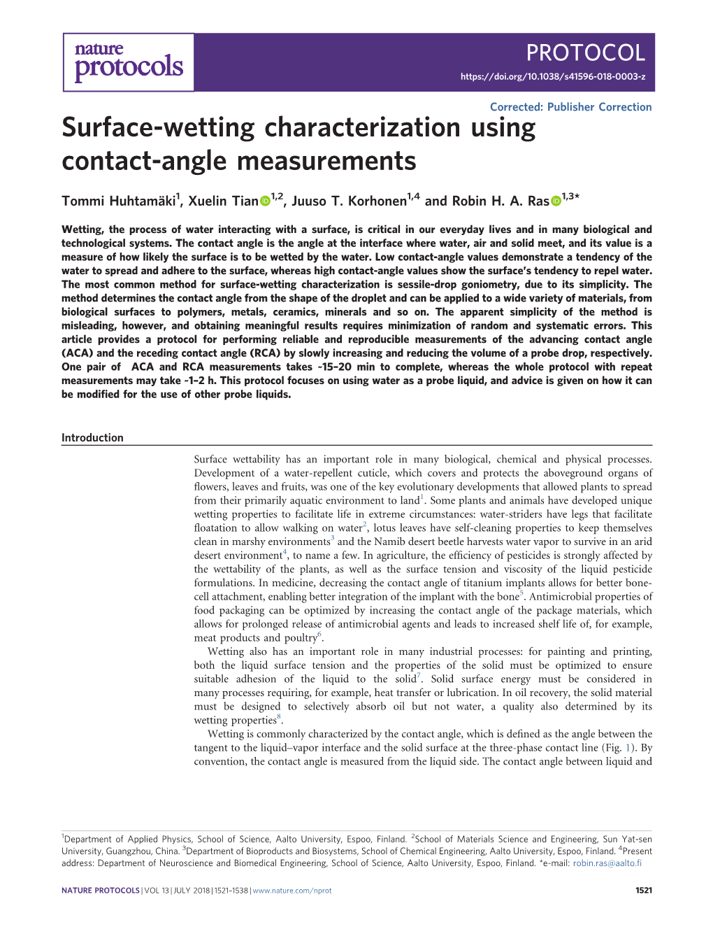 Surface-Wetting Characterization Using Contact-Angle Measurements