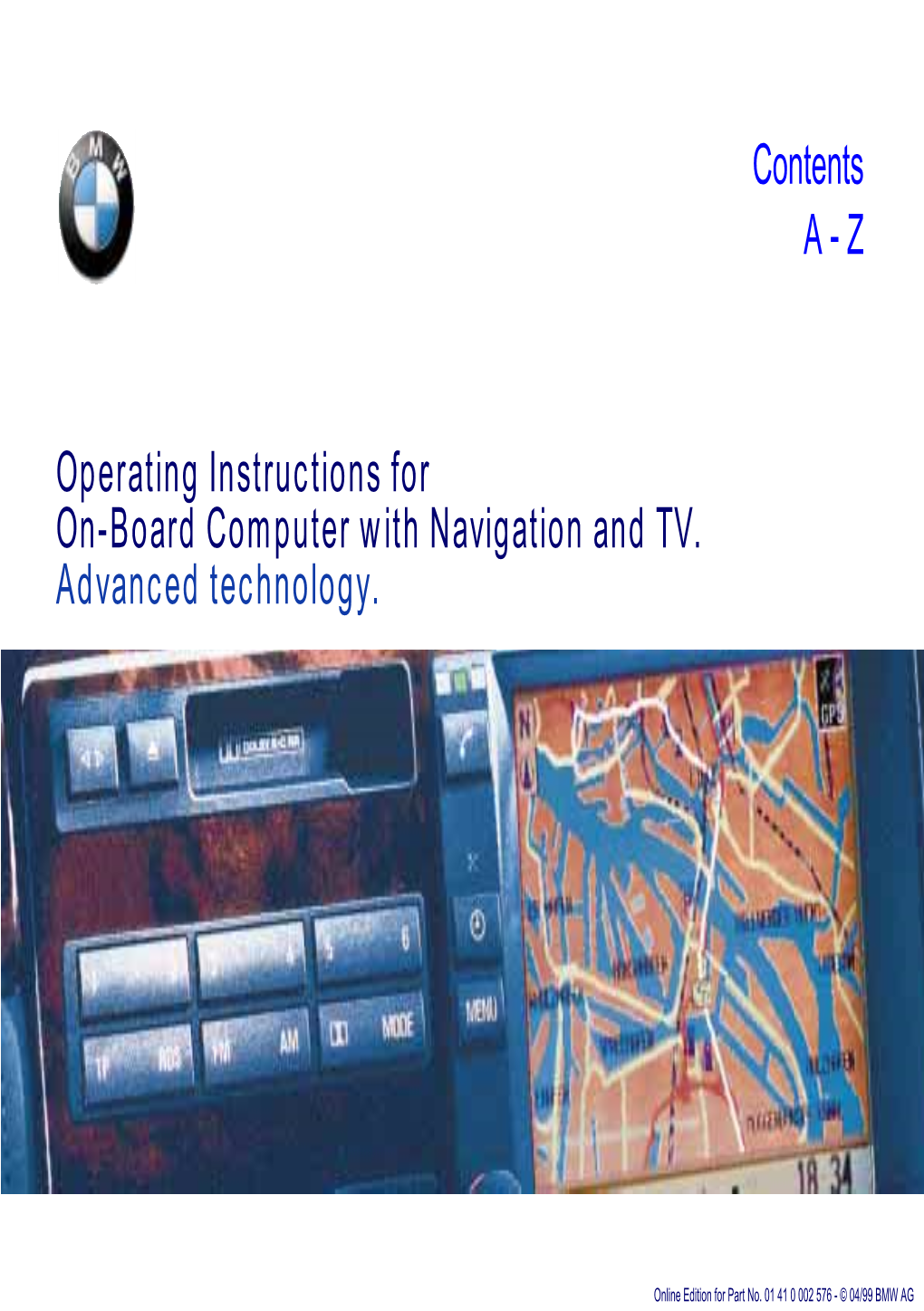 Operating Instructions for On-Board Computer with Navigation and TV